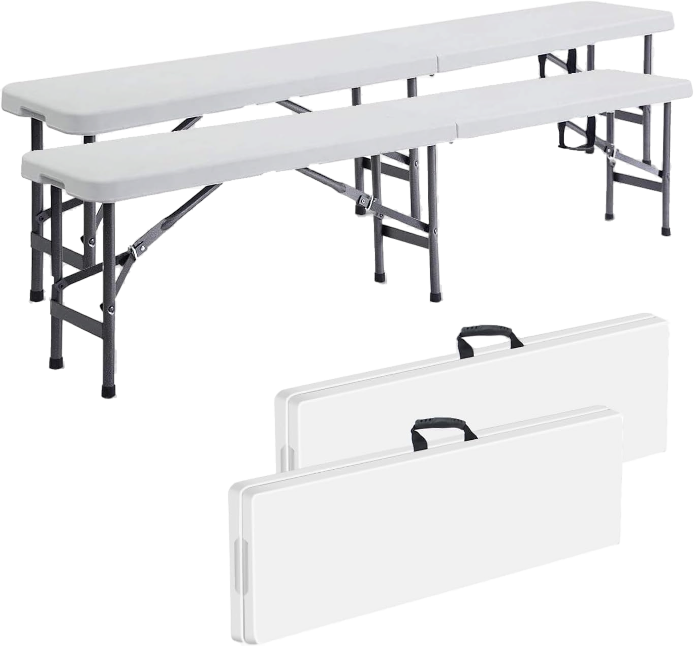 Banc de jardin pliable blanc — places en plus — 8