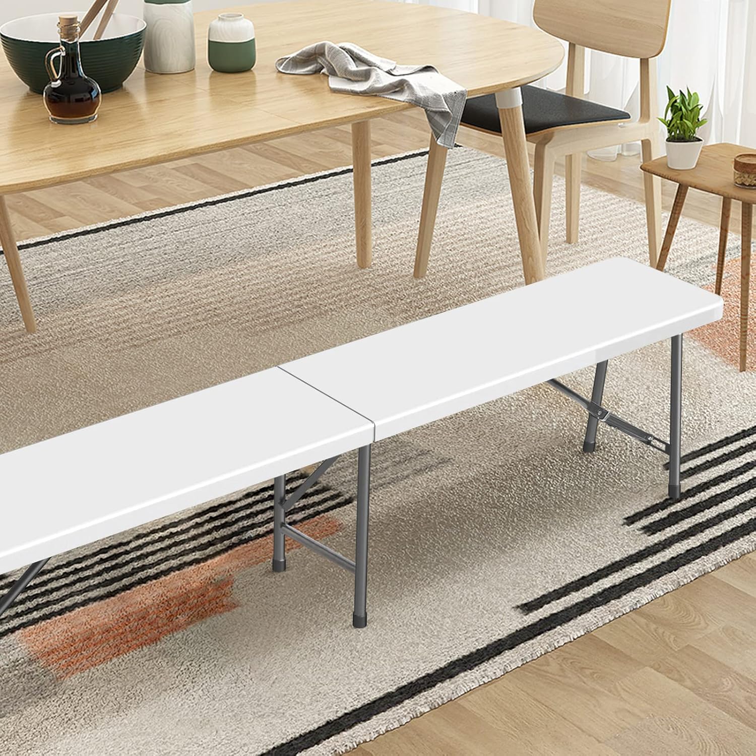 Banc de jardin pliable blanc — places en plus — 6
