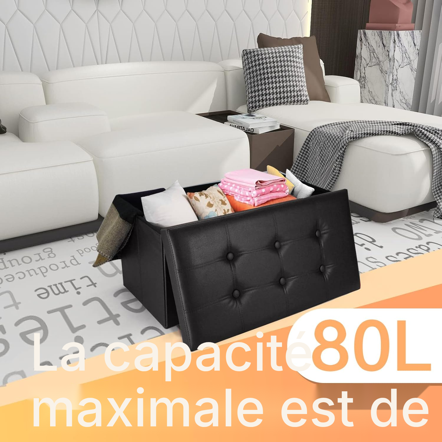 Banc coffre noir — rangement et assise — 7