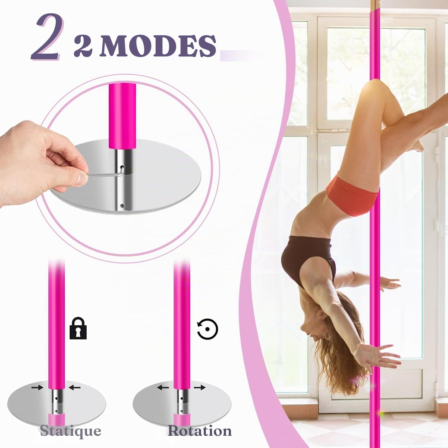 Barre dance pole dance rose sans perçage — 5