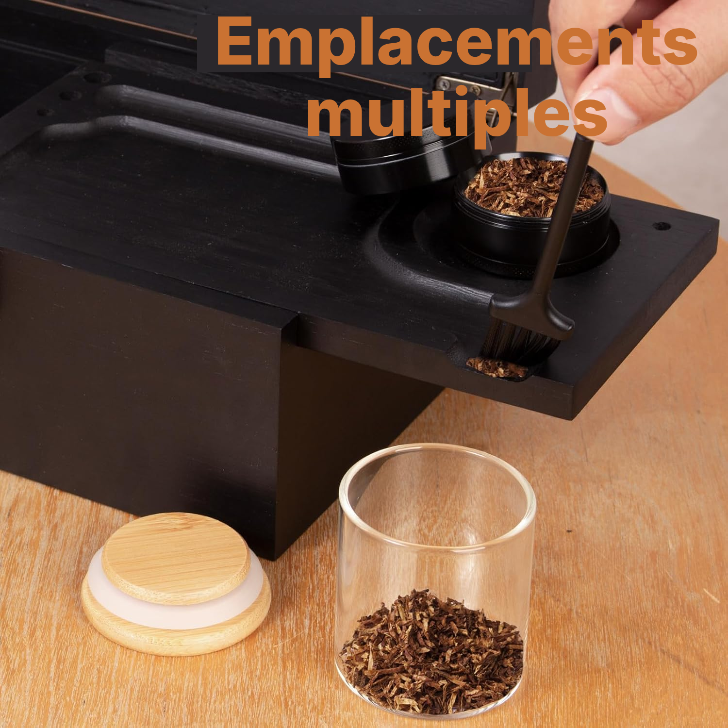 Boîte de rangement bambou noire sécurisée — 4