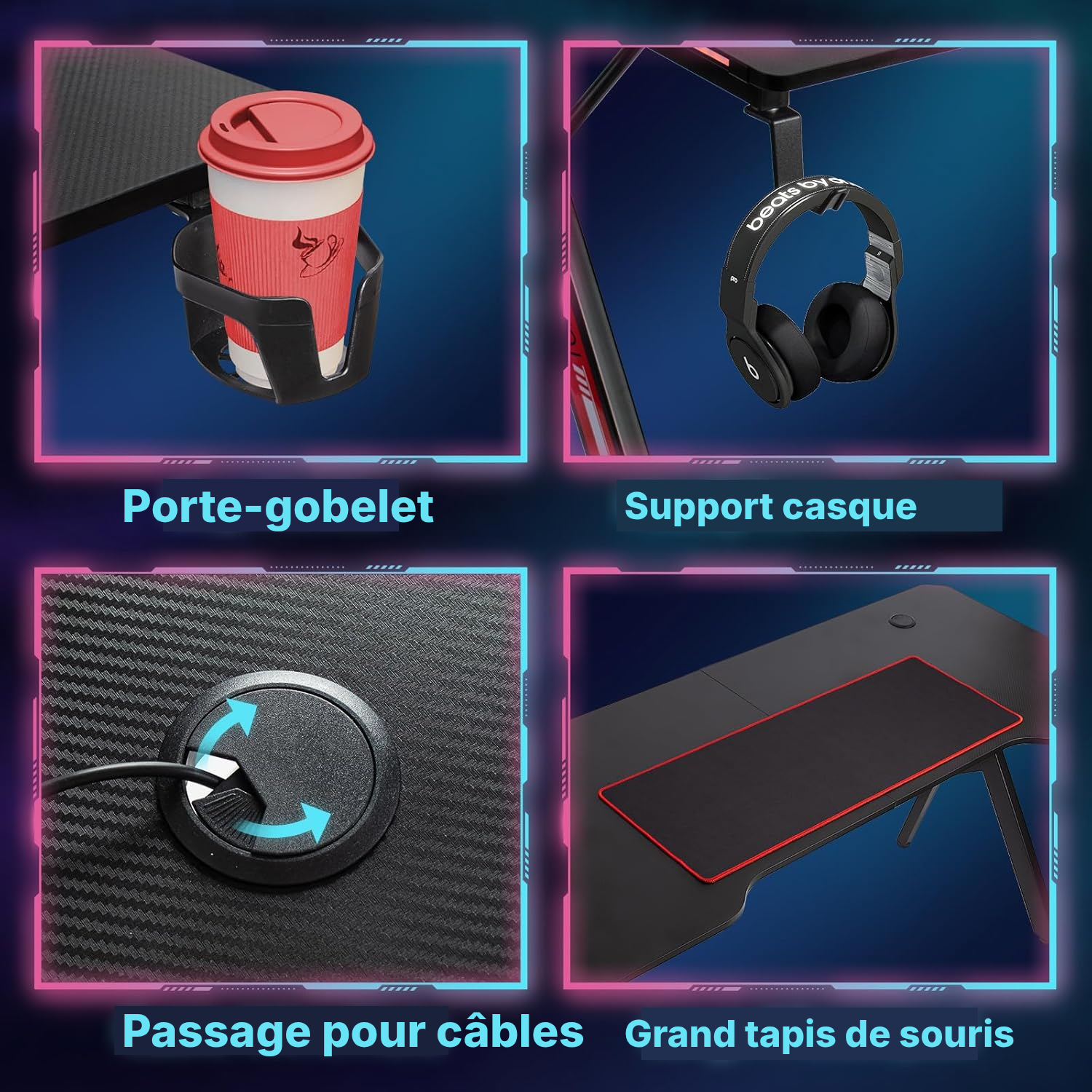 Bureau pour le gaming 160 cm, prêt à jouer — 4