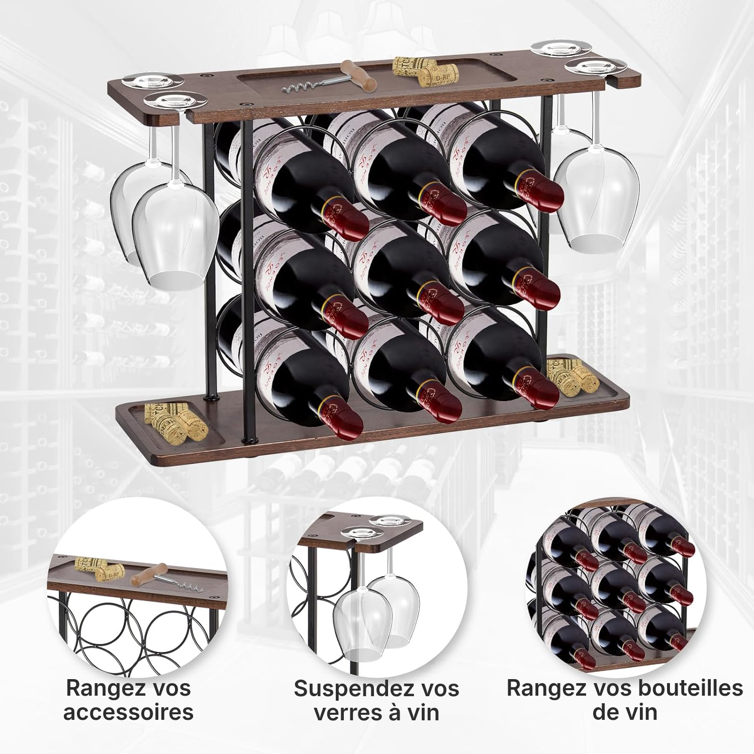 Rangement à bouteille — casier à vin Noir pratique — 2