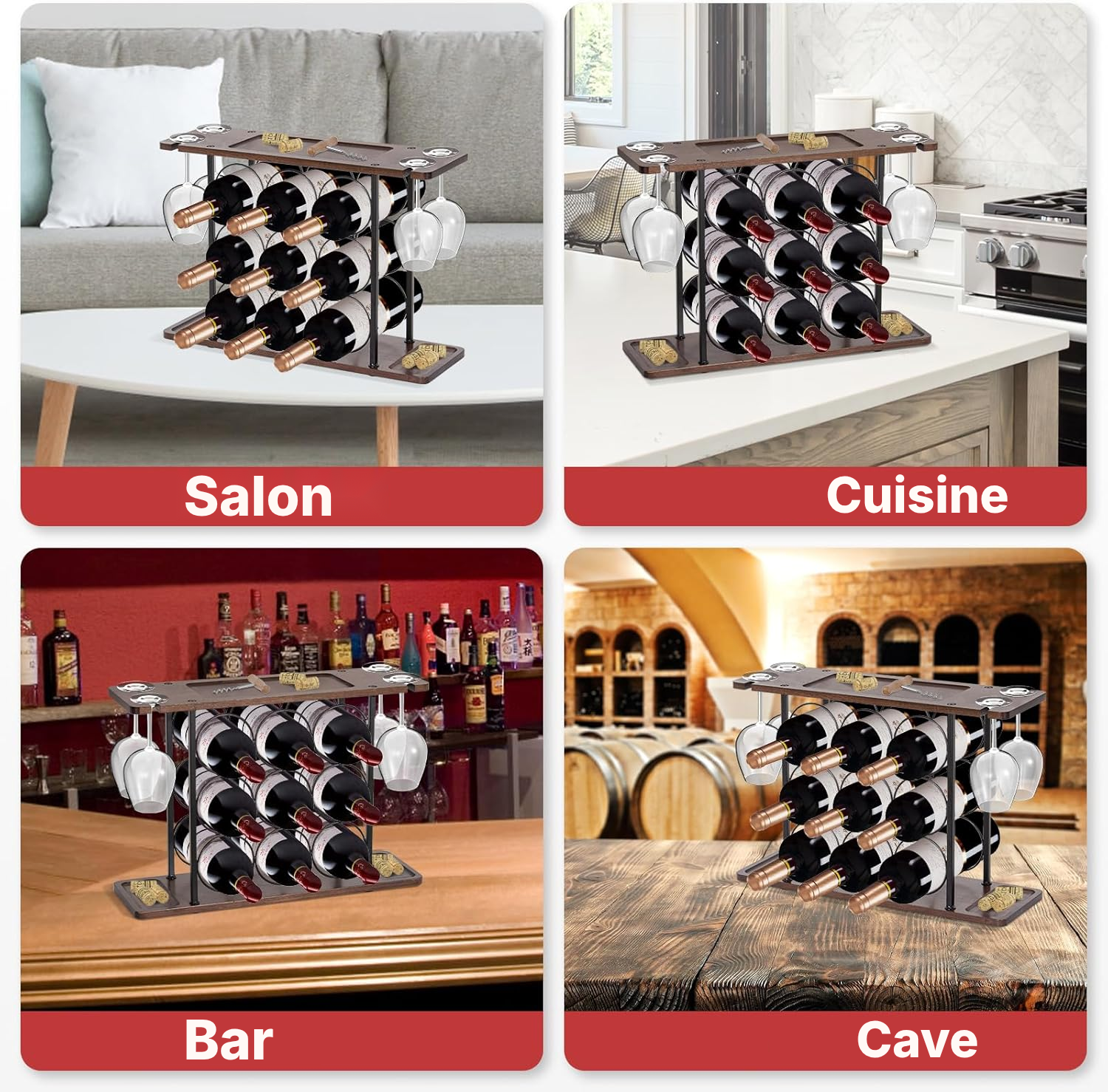 Rangement à bouteille — casier à vin Noir pratique — 7