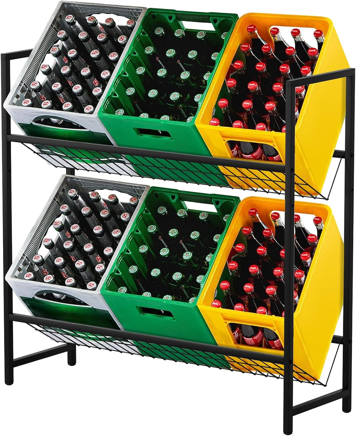 Porte bouteilles 2 niveaux Noir, 150 kg par niveau