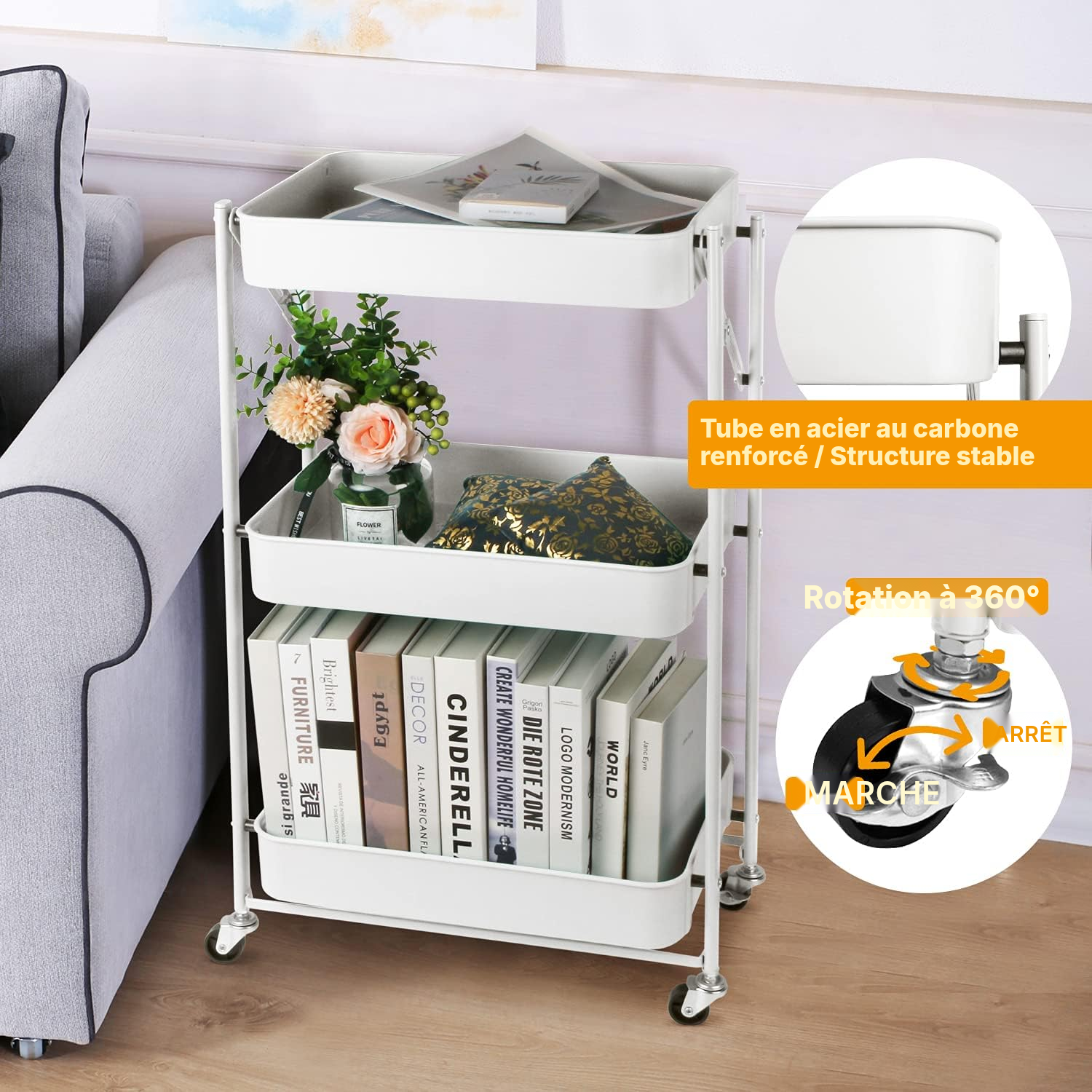 Cuisine desserte pliable blanche — gagnez de la place — 4
