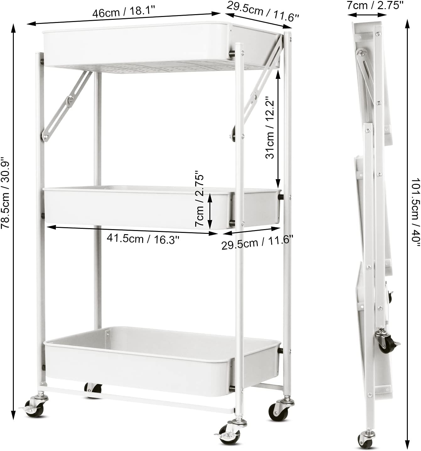 Cuisine desserte pliable blanche — gagnez de la place — 7