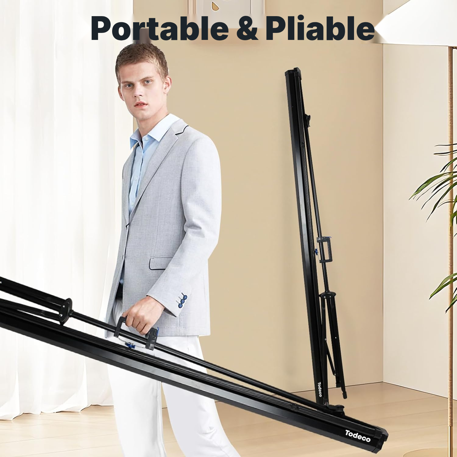 Écran pour vidéo projecteur mobile 75 cm, pied 154 cm — 4