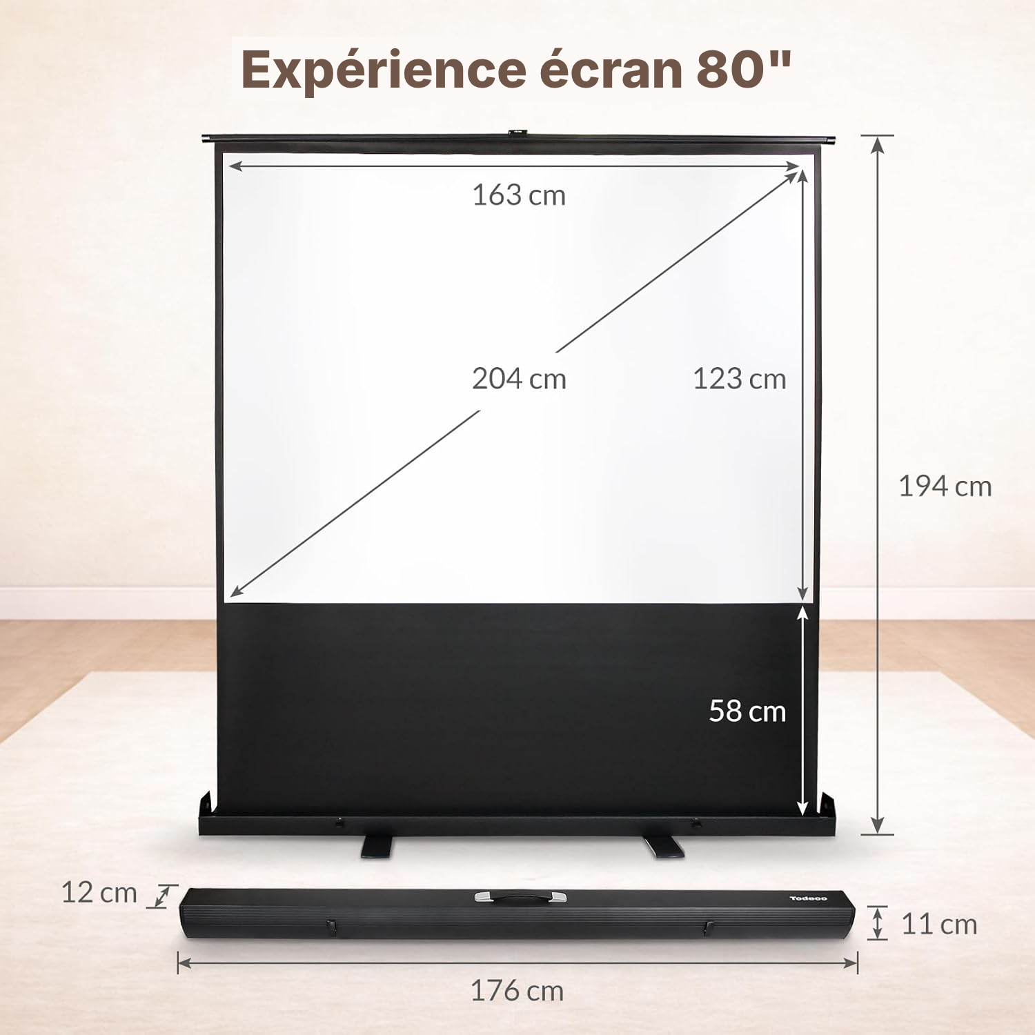 Écran pour vidéoprojection portable 163 × 123 cm — 2