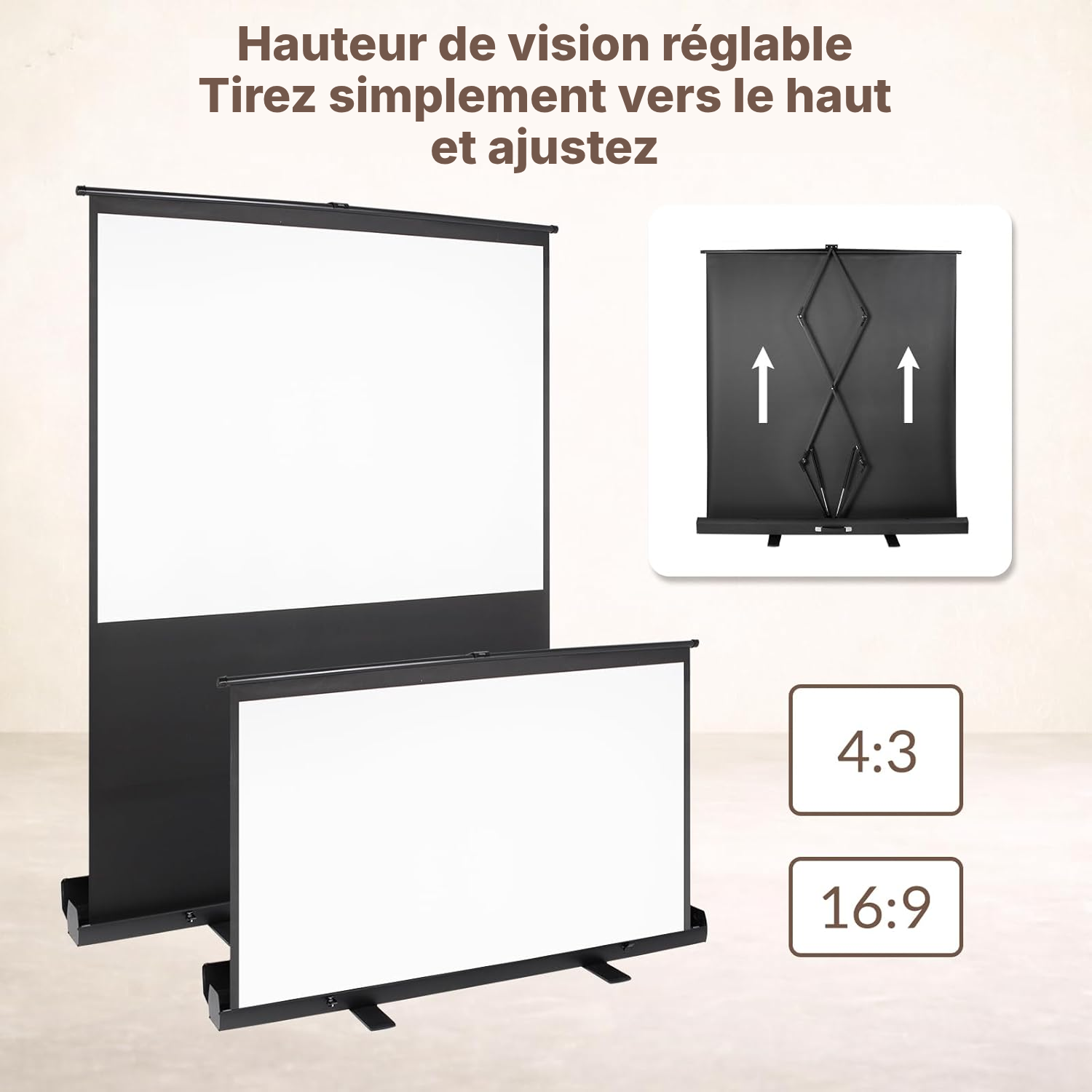 Écran pour rétroprojecteur 147 × 109 cm — sans perçage — 3