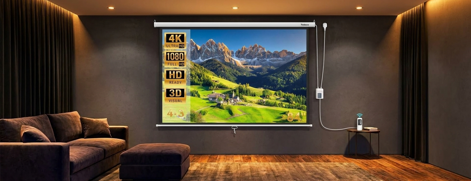 Écran pour vidéoprojecteur motorisé — escamotable