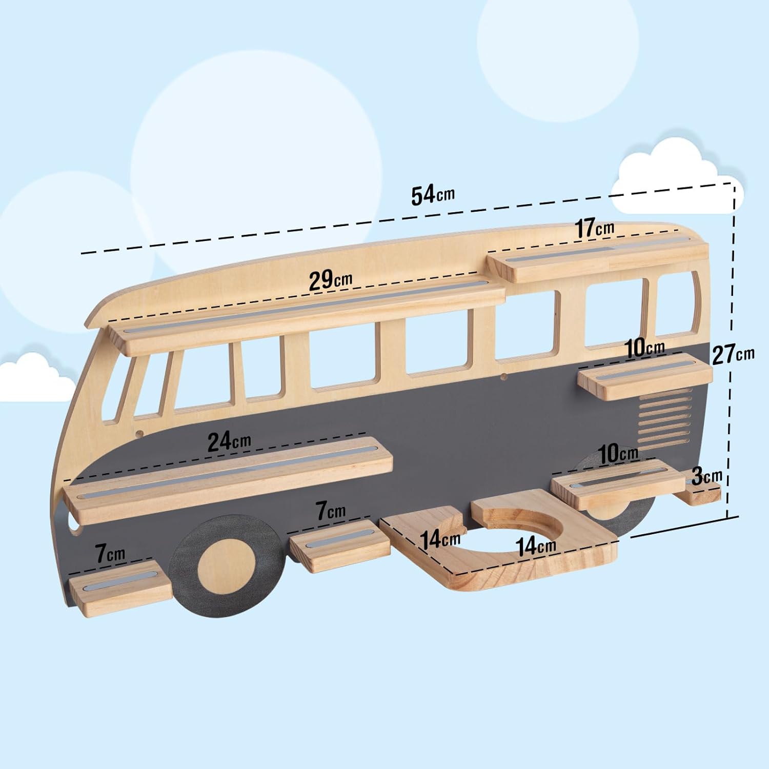 Étagère magnétique pour Toniebox/Tonies – bus gris, 62 cm — 7