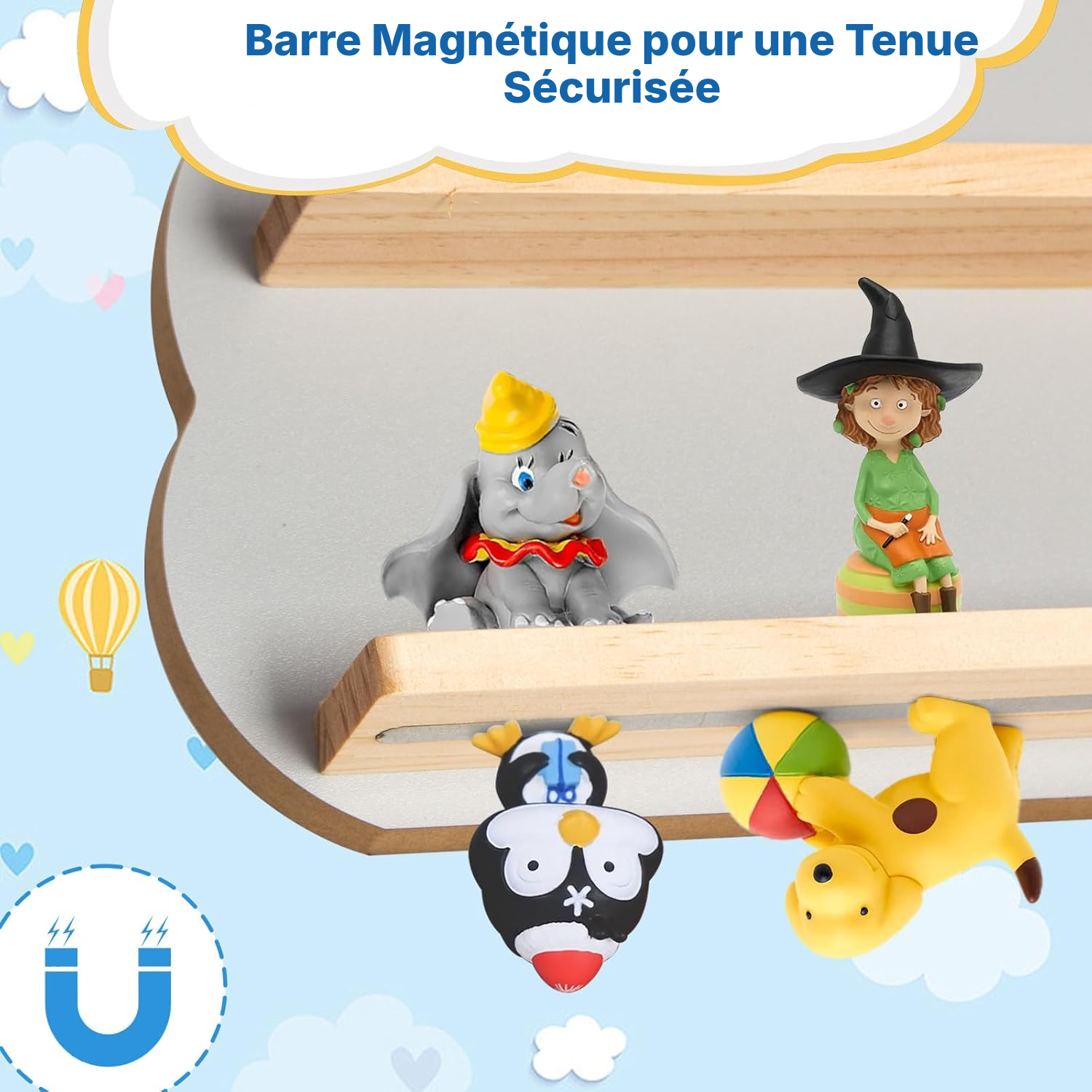 Étagère magnétique pour Toniebox/Tonies – nuage gris, 60 cm — 3