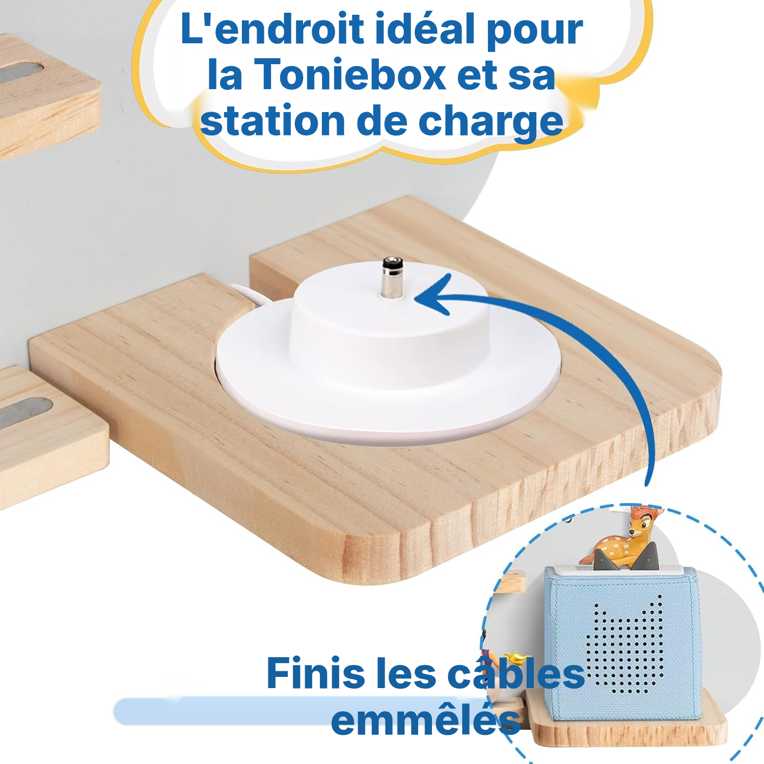 Étagère magnétique pour Toniebox/Tonies – nuage gris, 60 cm — 4