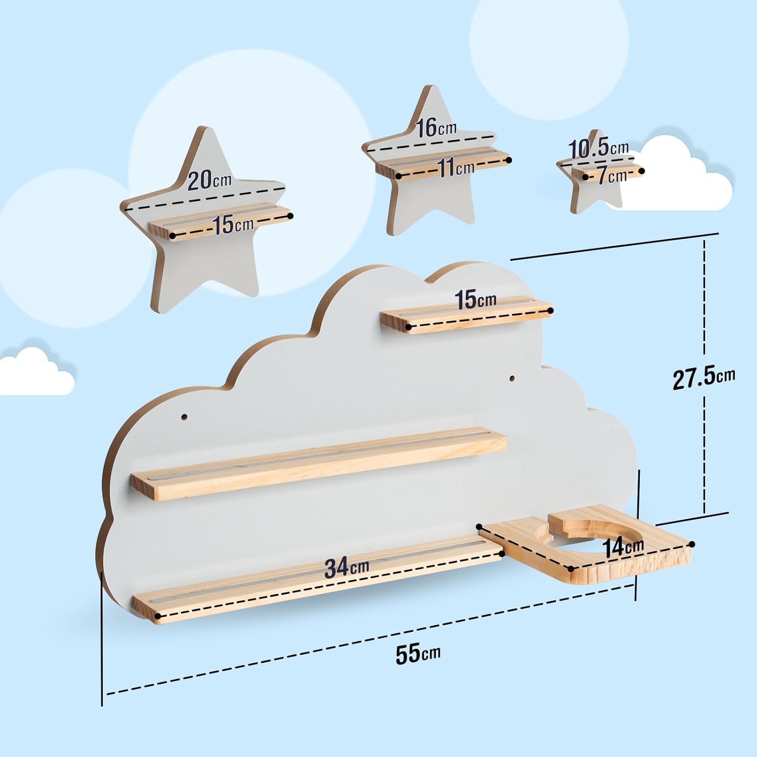 Étagère magnétique pour Toniebox/Tonies – nuage gris, 60 cm — 7