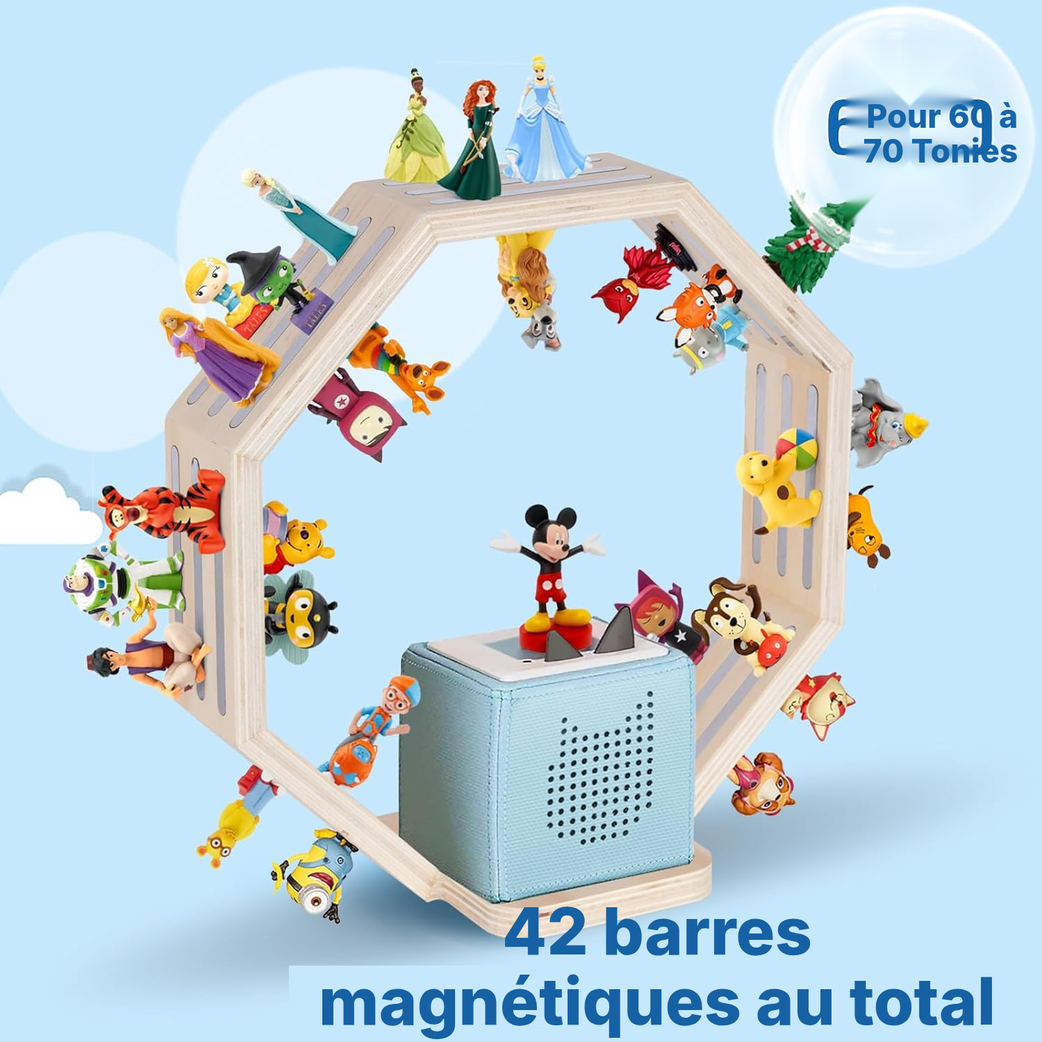 Étagère magnétique pour Toniebox/Tonies – octogone blanc, 35 cm — 2