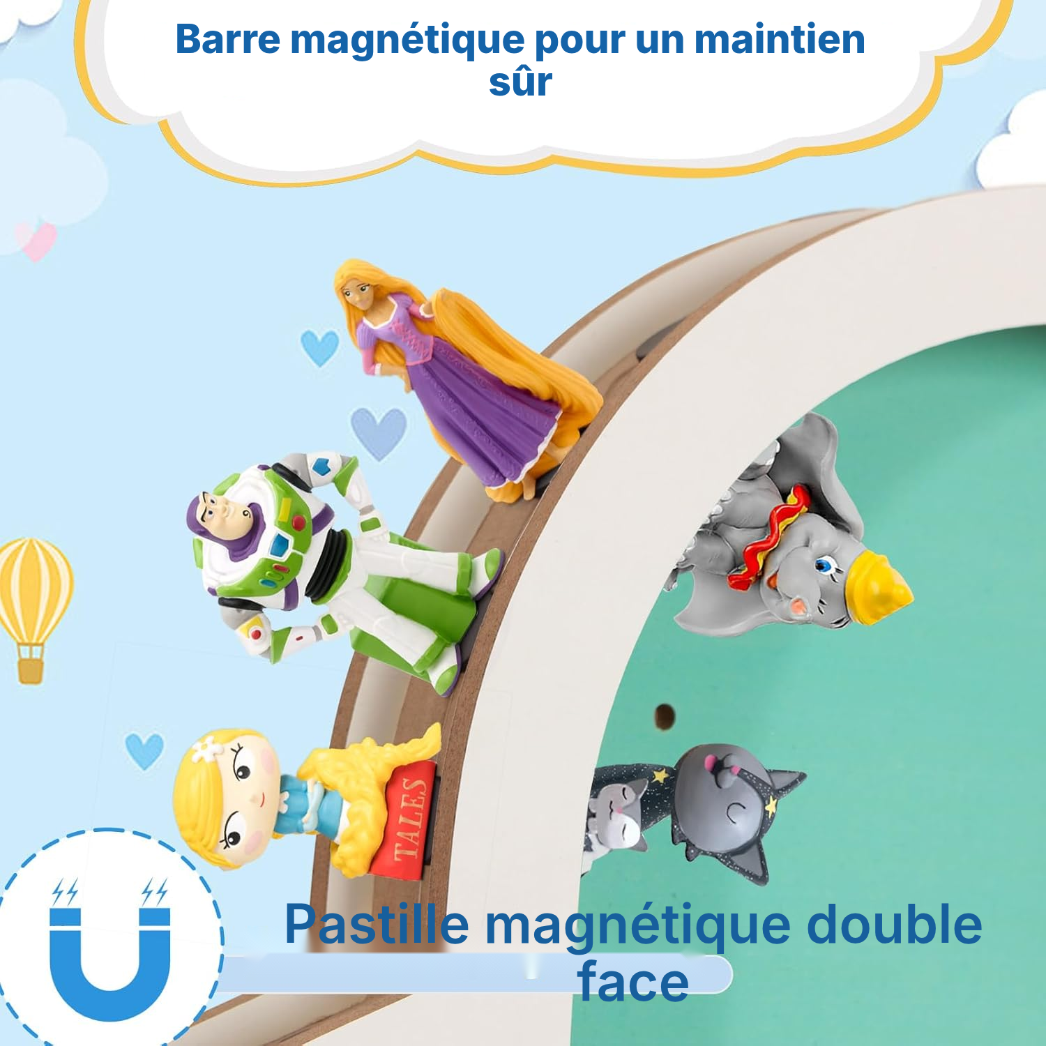 Étagère magnétique 50 cm tricolore fin, tout rangé — 3