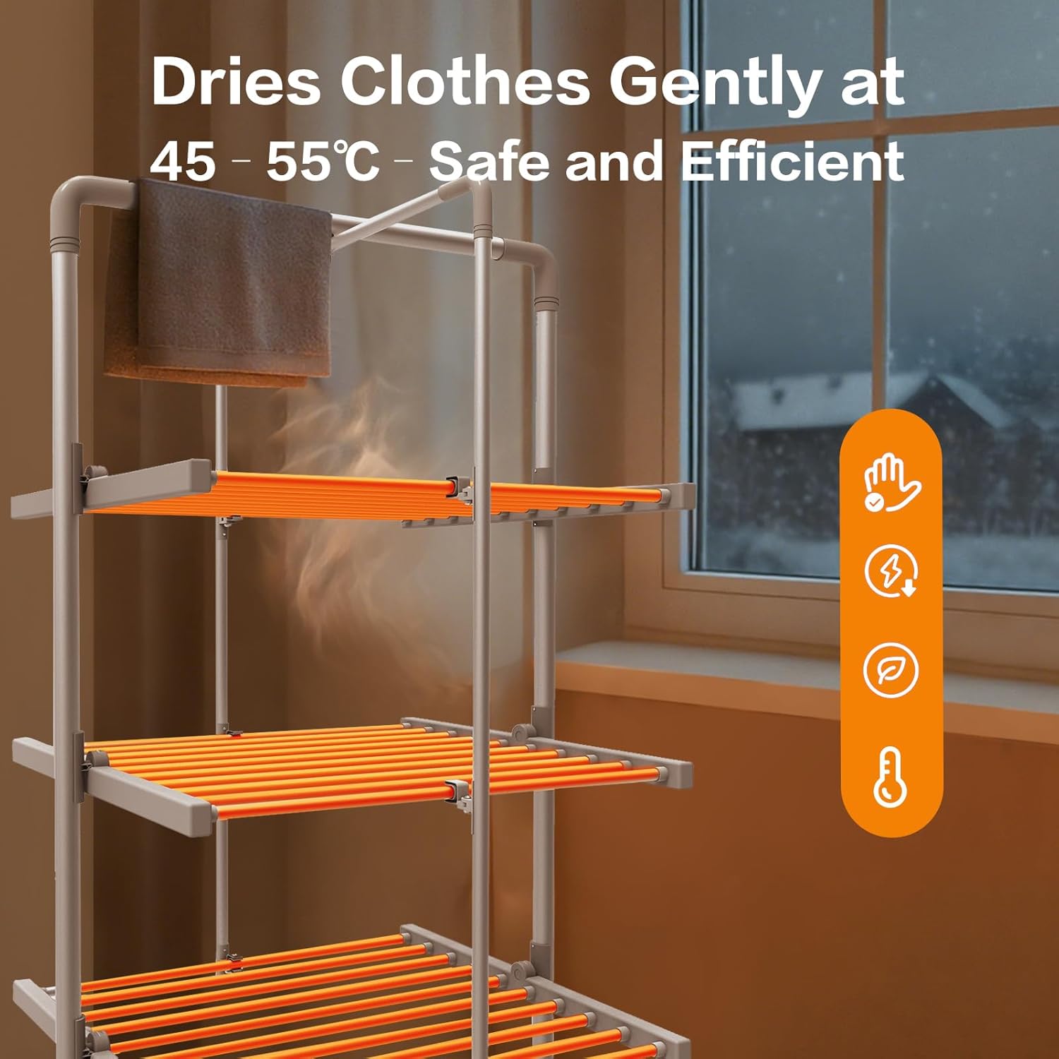 Étendoir à linge chauffant blanc – pliable — 5