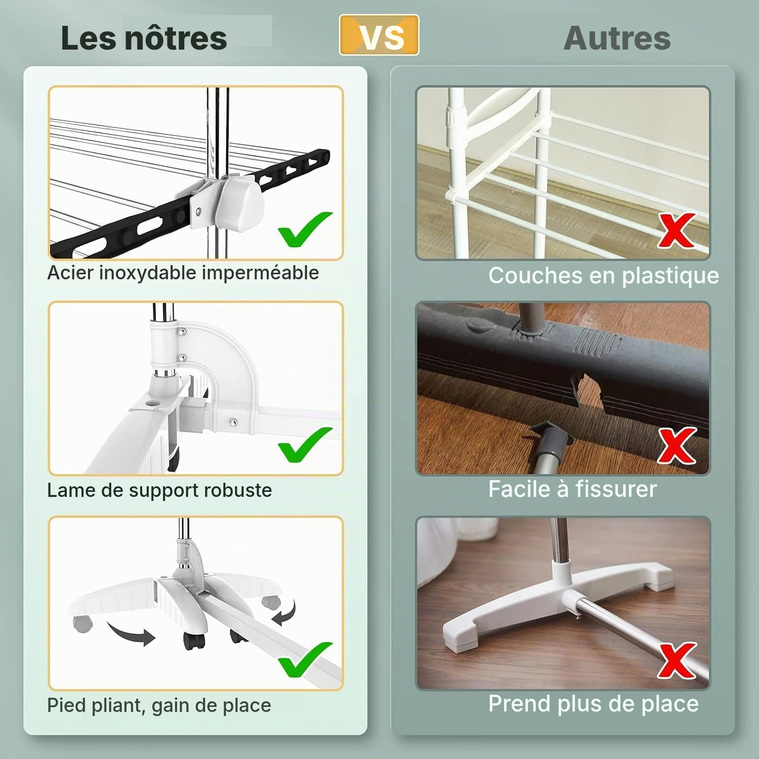 Étendoir pour linge extérieur noir 3 niveaux — 3