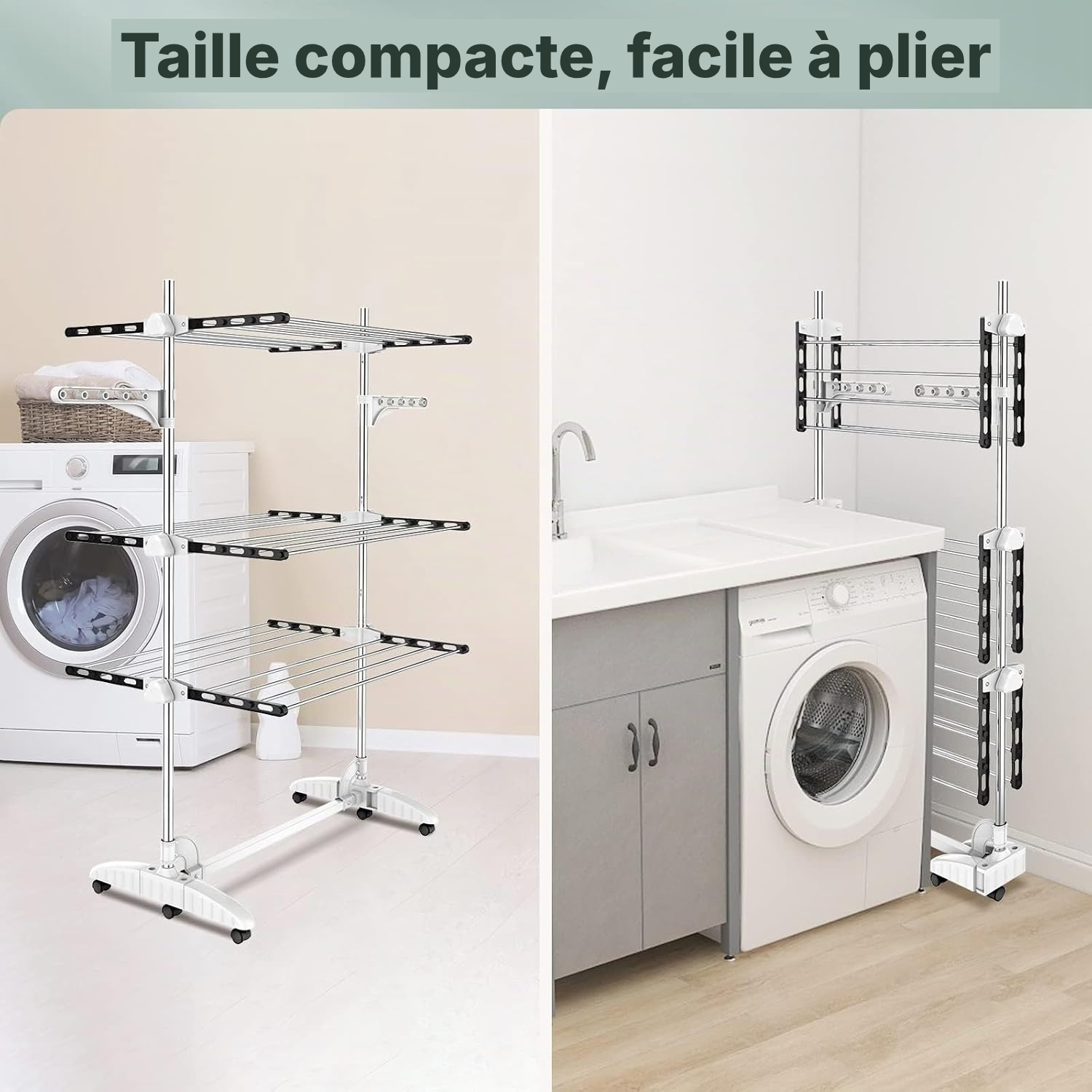 Étendoir pour linge extérieur noir 3 niveaux — 4