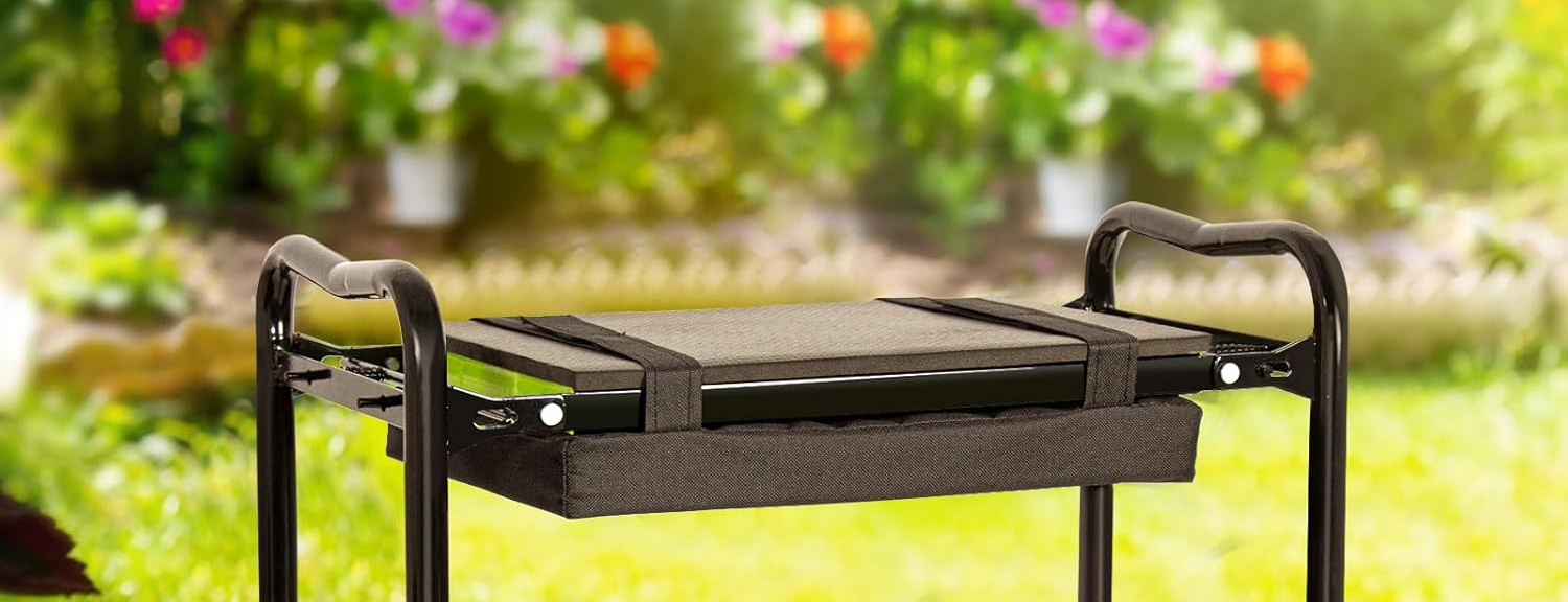 Fauteuil pour jardin agenouilloir pliable noir