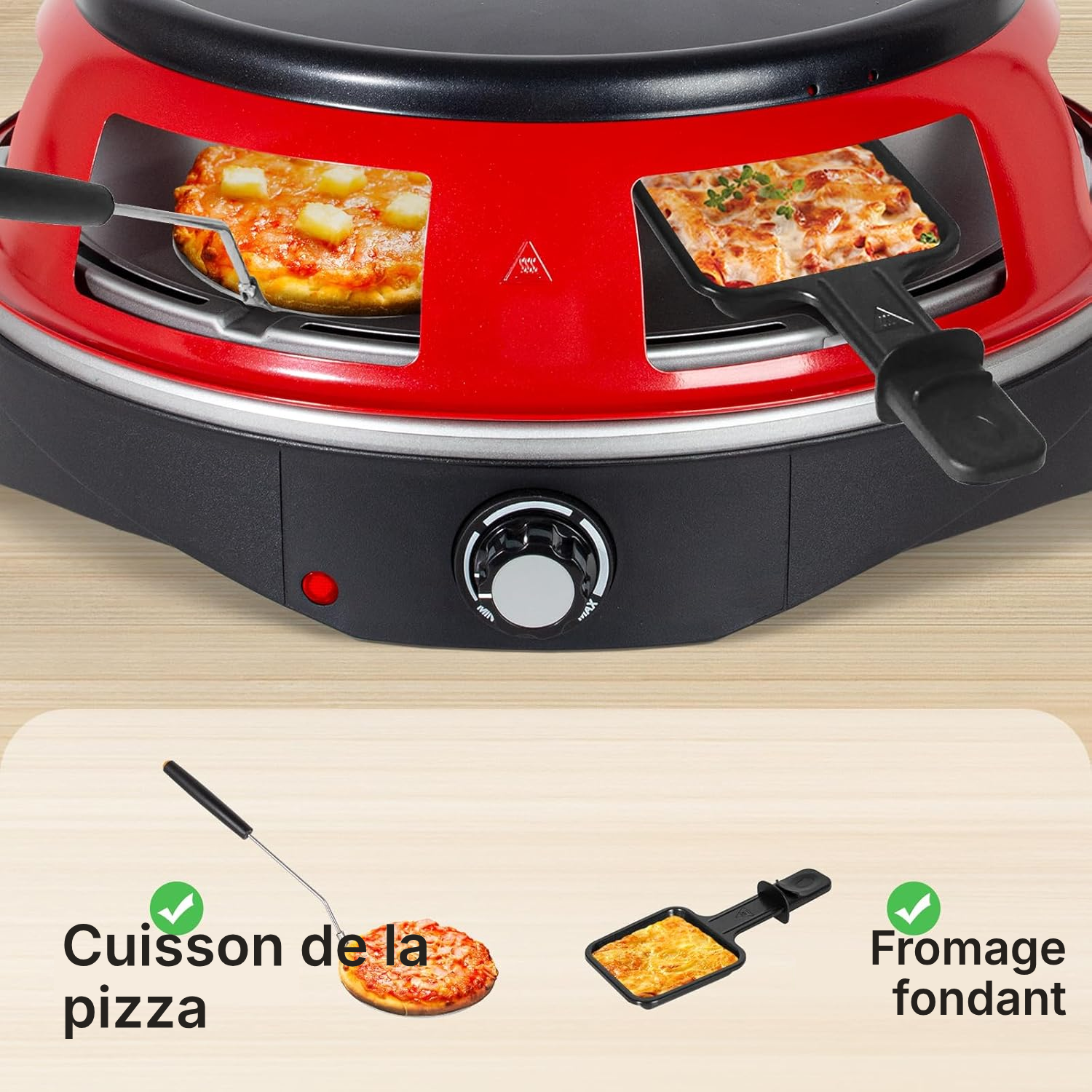 Four à pizza rouge 3 en 1 convivial — 3