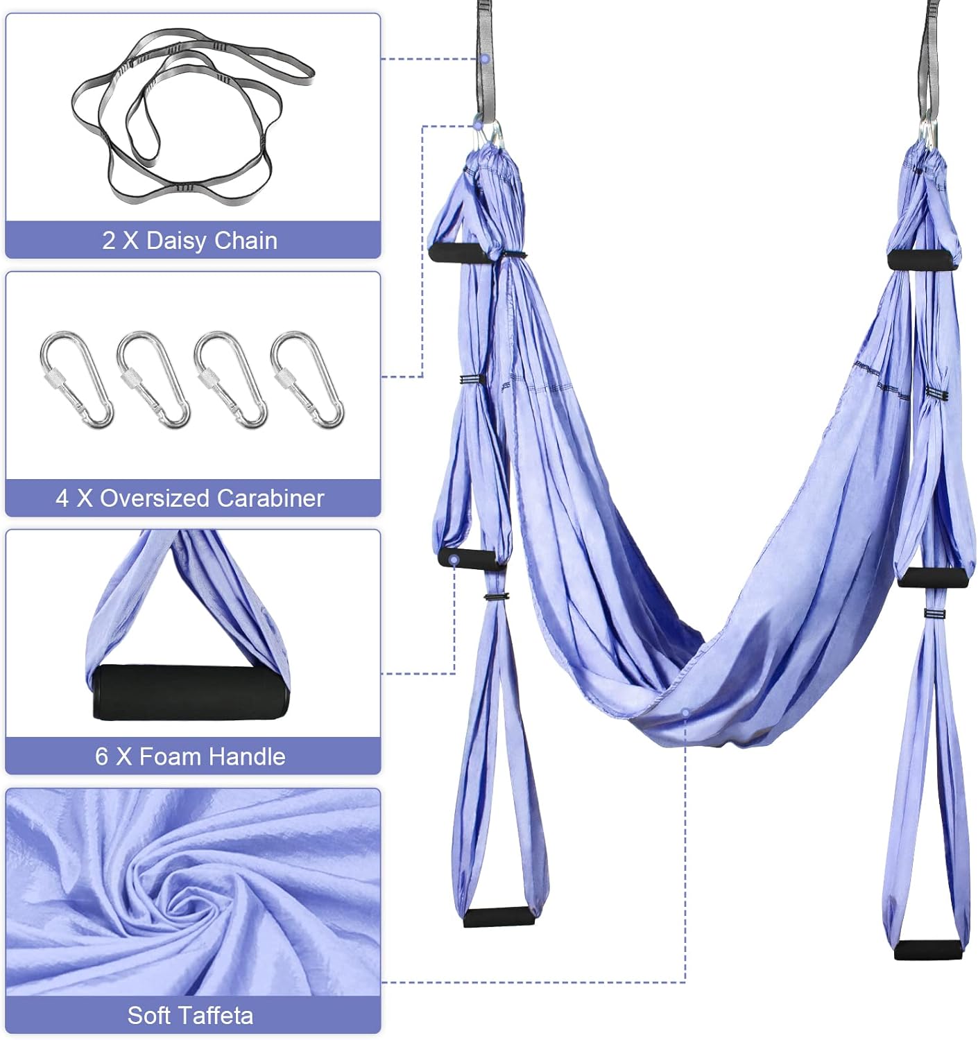 Hamac aérien 220 × 130 cm — yoga suspendu — 2