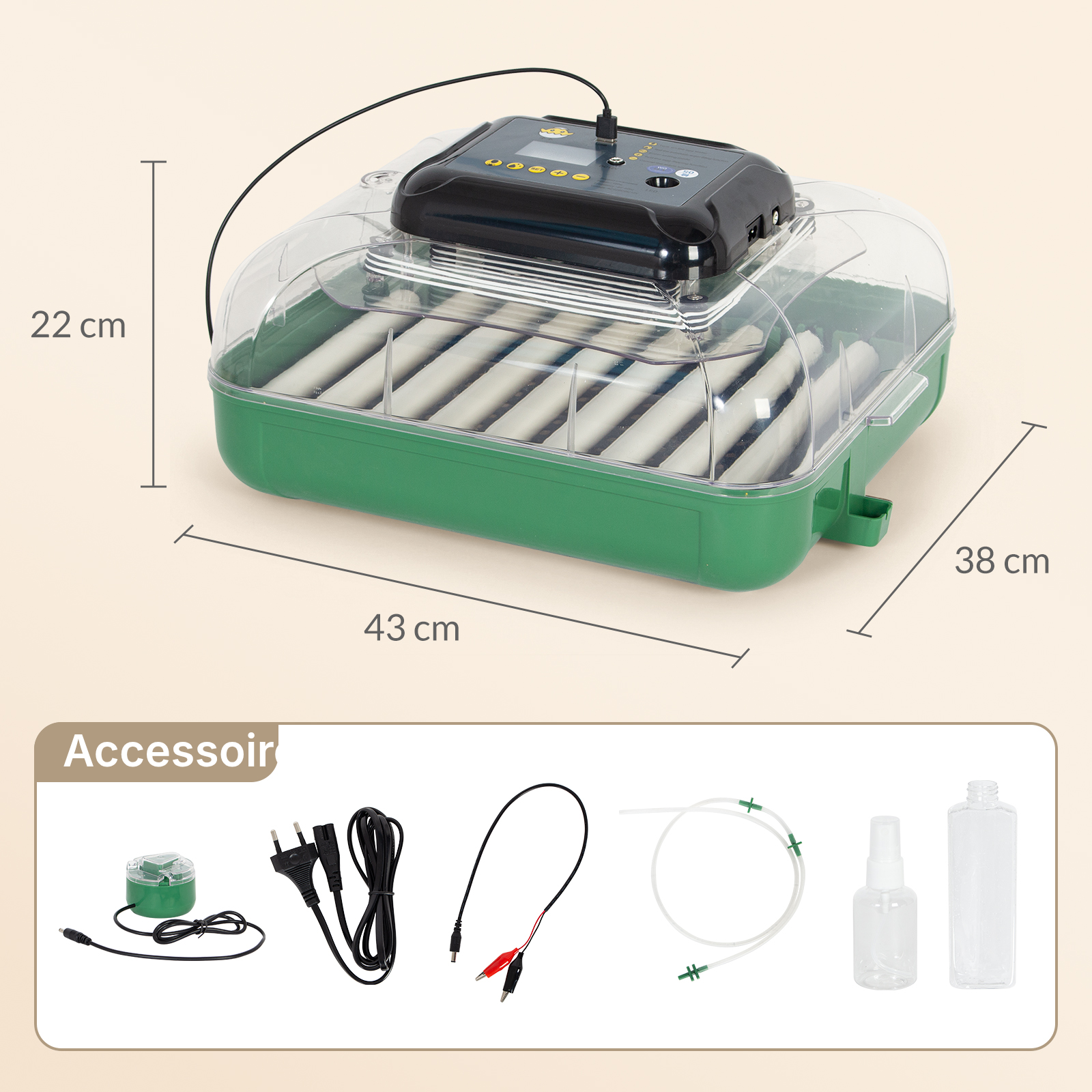 Couveuse à œufs 53 œufs vert foncé — autonome — 3
