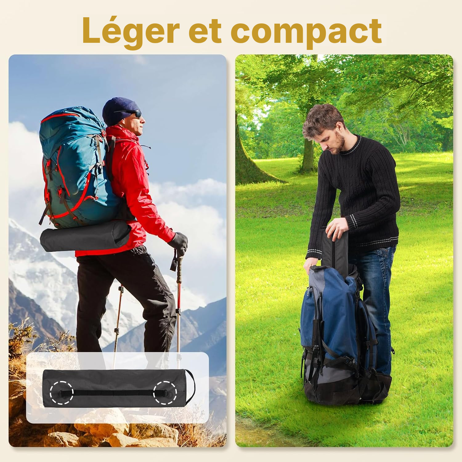 Lit camping noir 190 × 65 cm, hors sol — 6