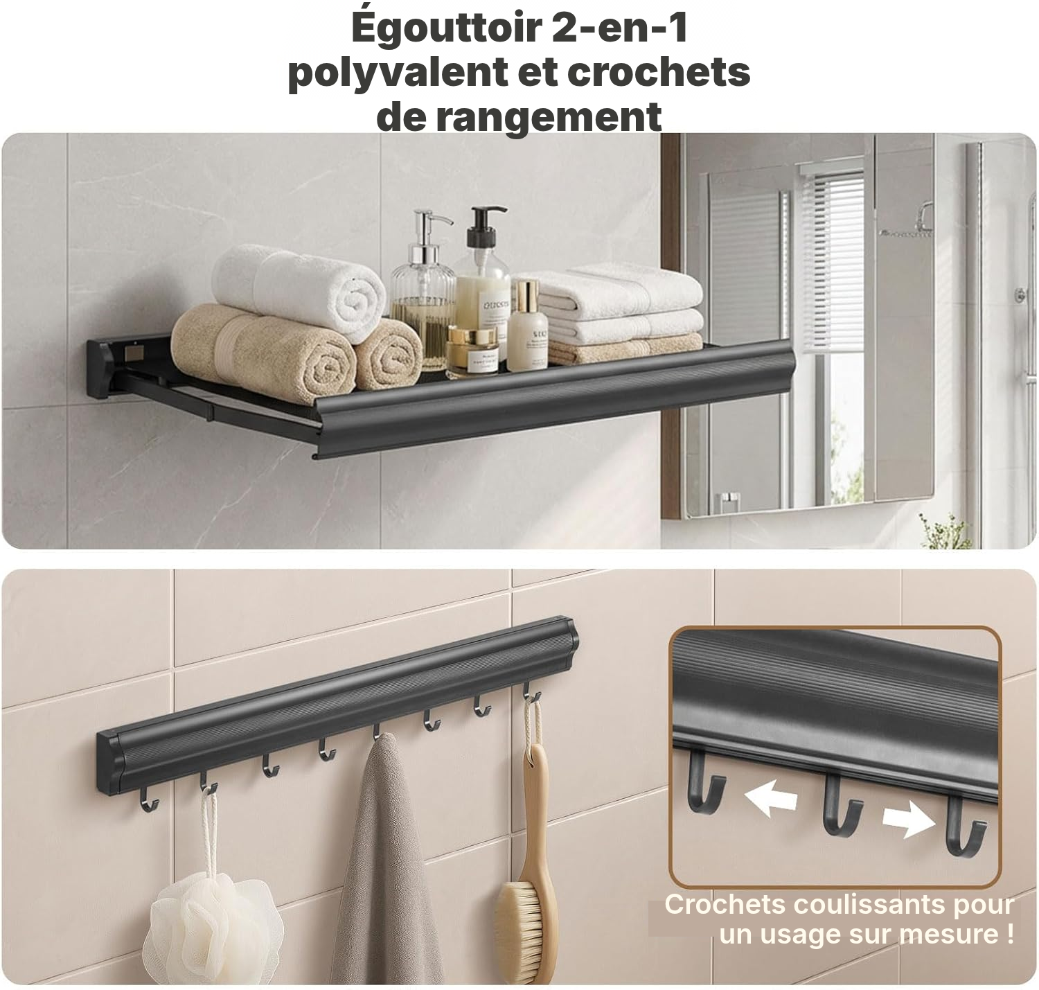 Meuble salle de bains pliable gain de place gris foncé — 2