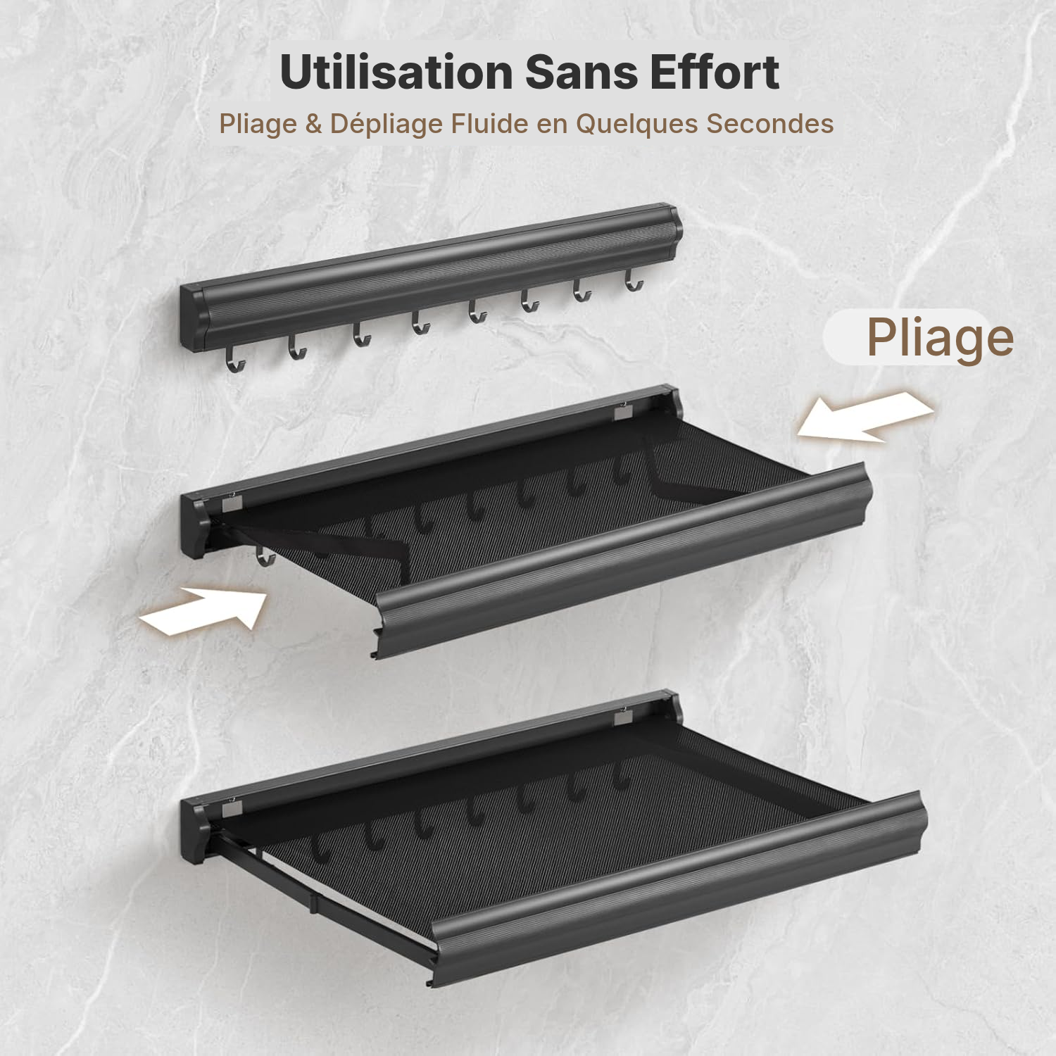 Meuble salle de bains pliable gain de place gris foncé — 5