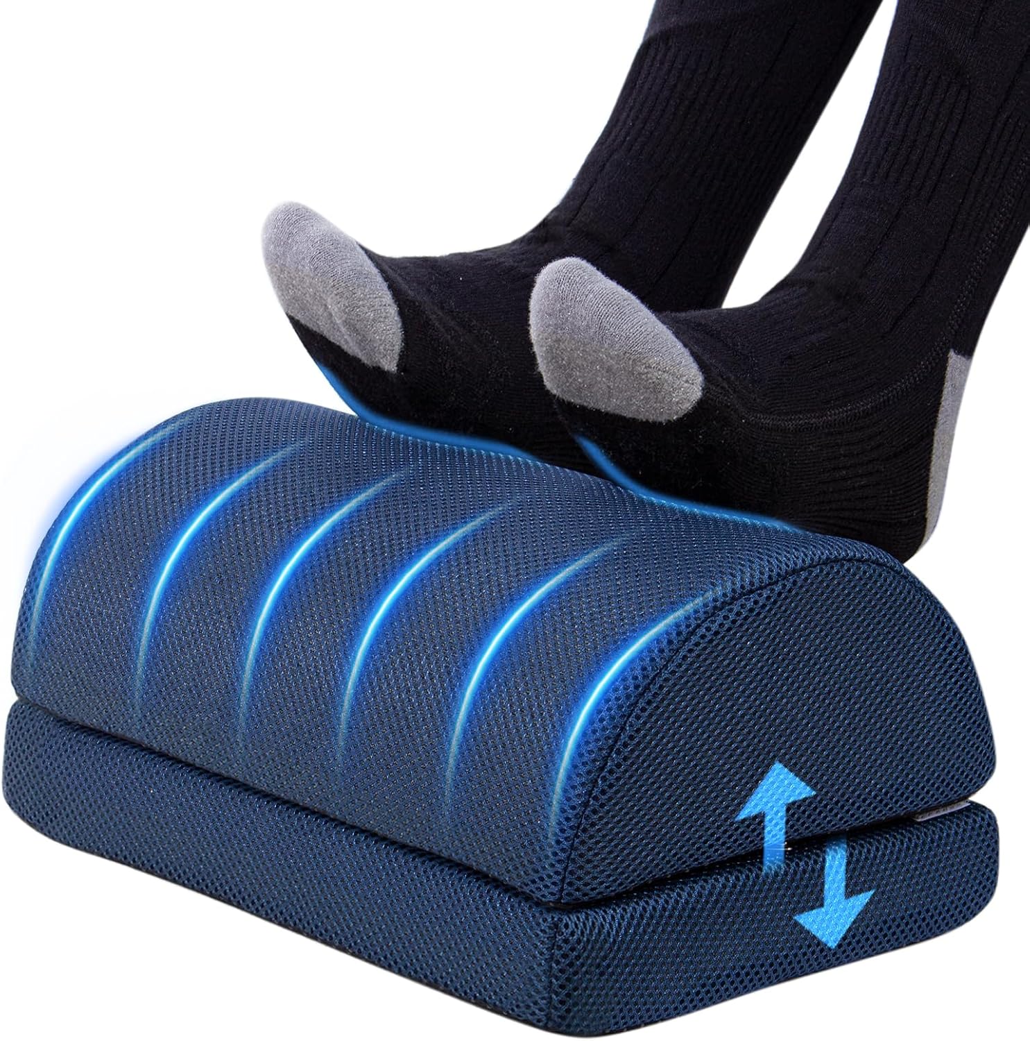 Repose pied ergonomique – 33 × 23 × 16 cm, bleu foncé