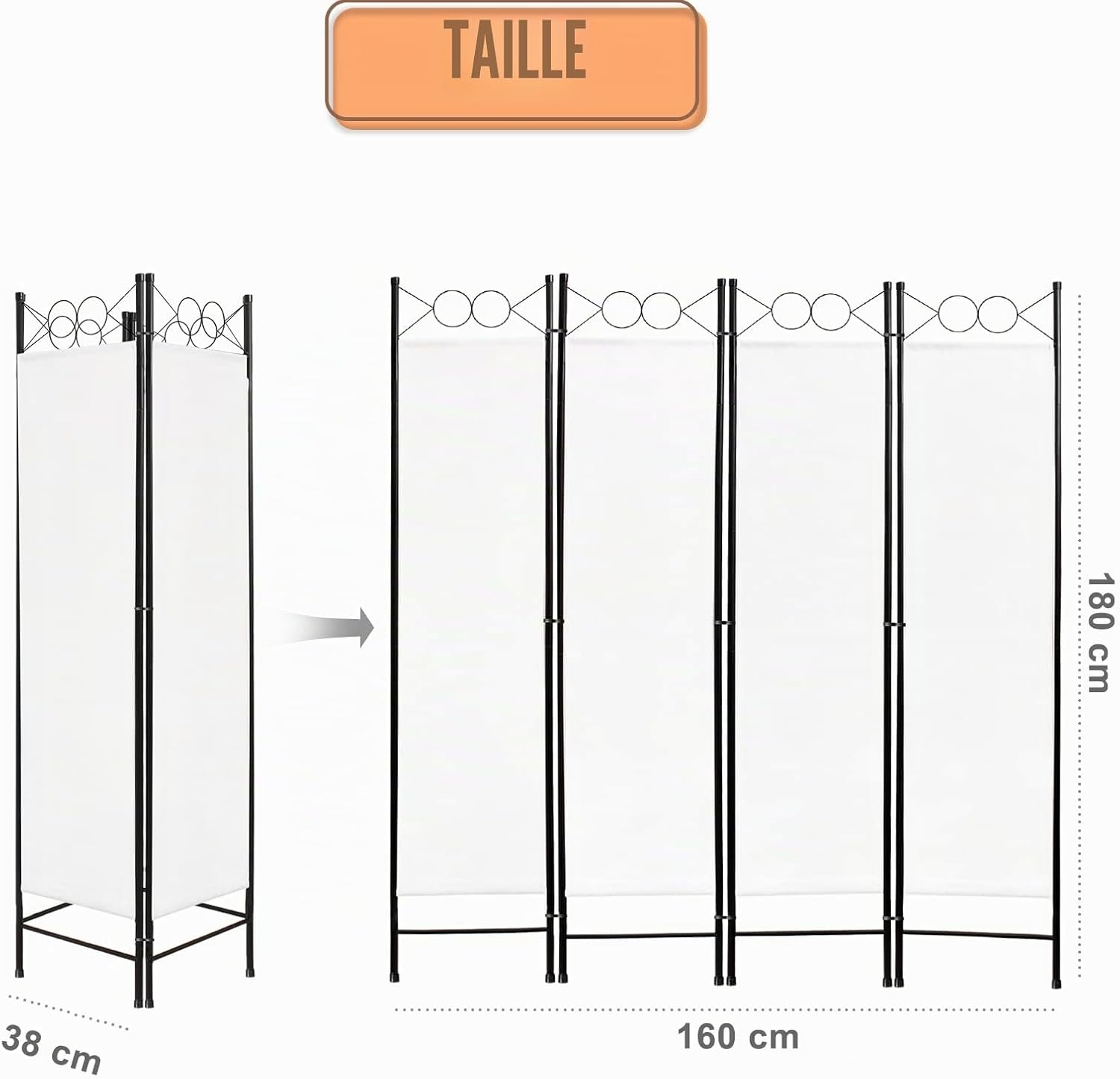 Séparateur de pièce pliable blanc — intimité — 5