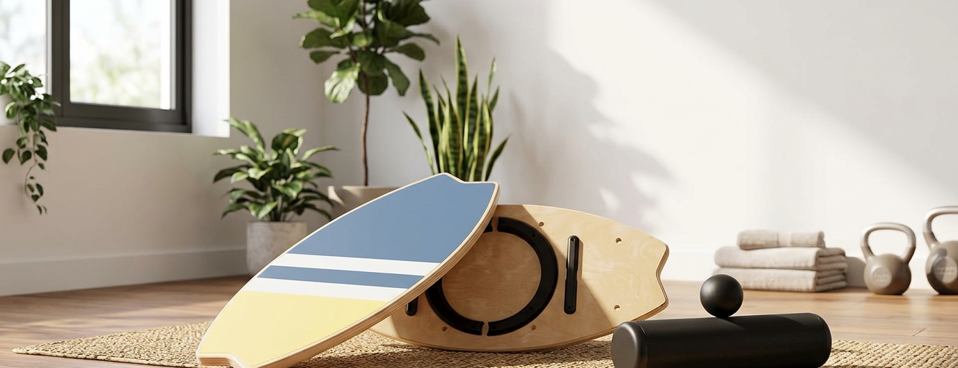 Planche d’équilibre bois 85 cm – rayures diagonales