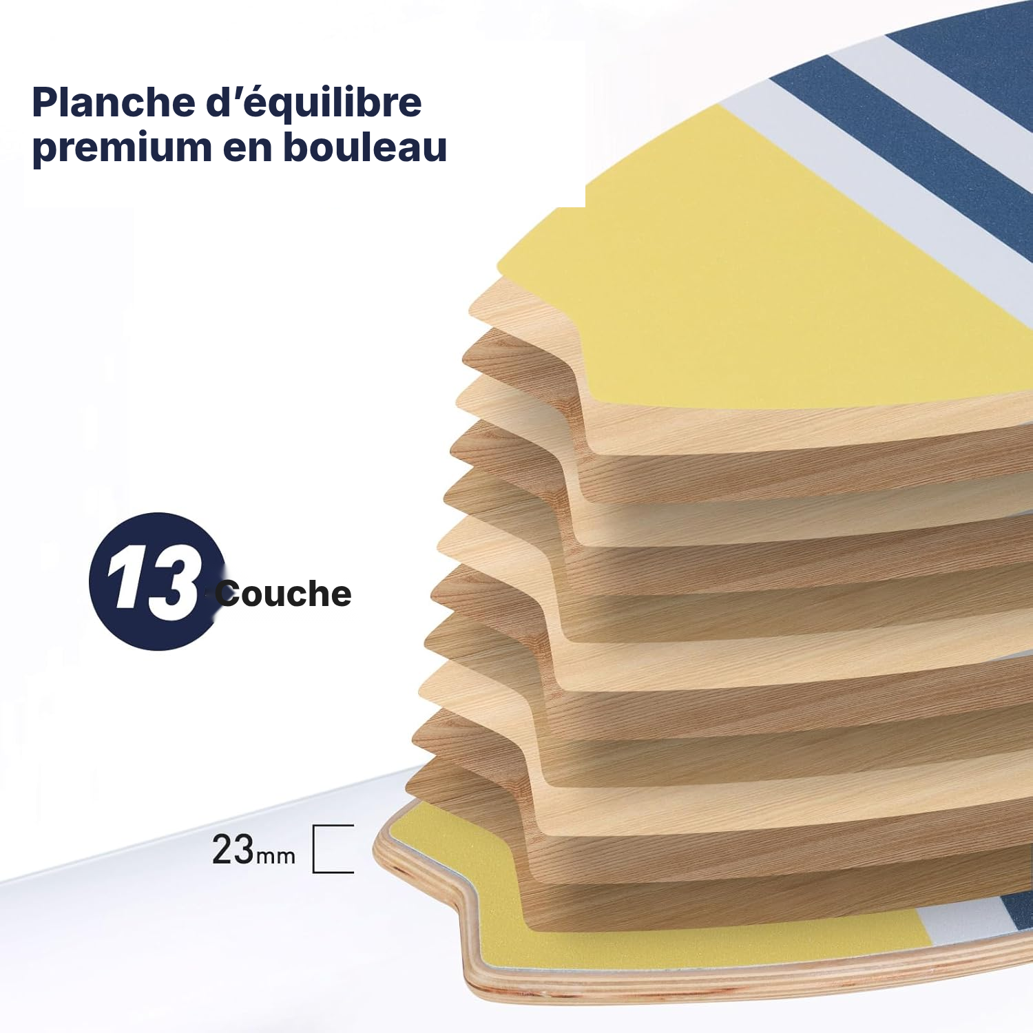 Planche d’équilibre bois 85 cm – rayures diagonales — 3