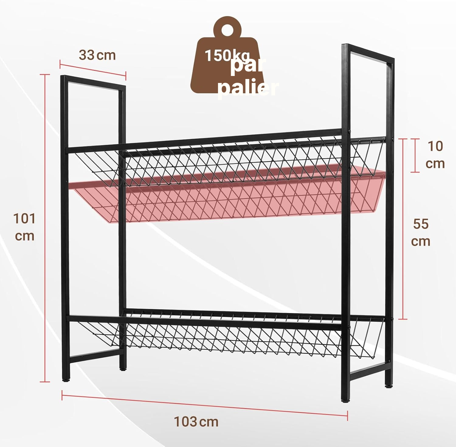 Porte bouteilles 2 niveaux Noir — accès facile — 2