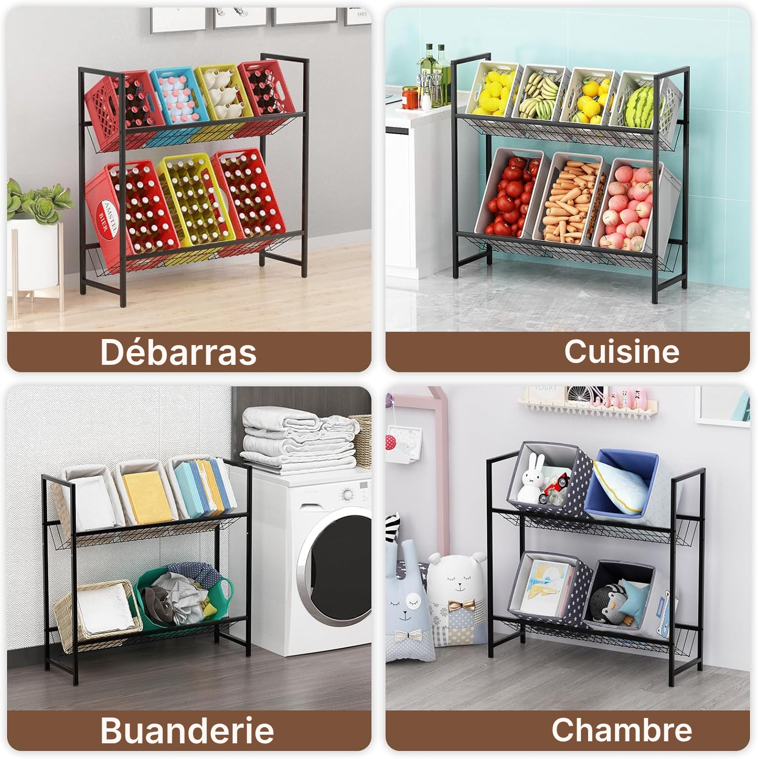 Porte bouteilles 2 niveaux Noir — accès facile — 6