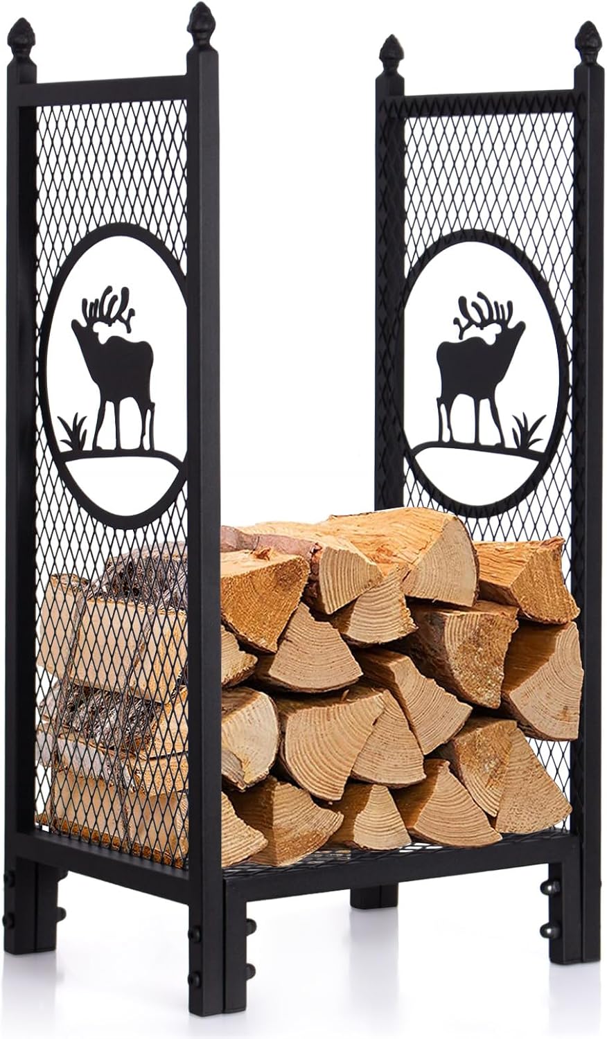 Range-bûches intérieur 80 × 40 × 30 cm, motif élan