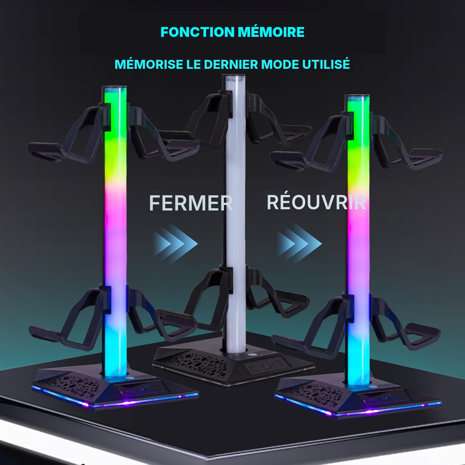 Porte manette RGB — bureau gaming organisé — 5