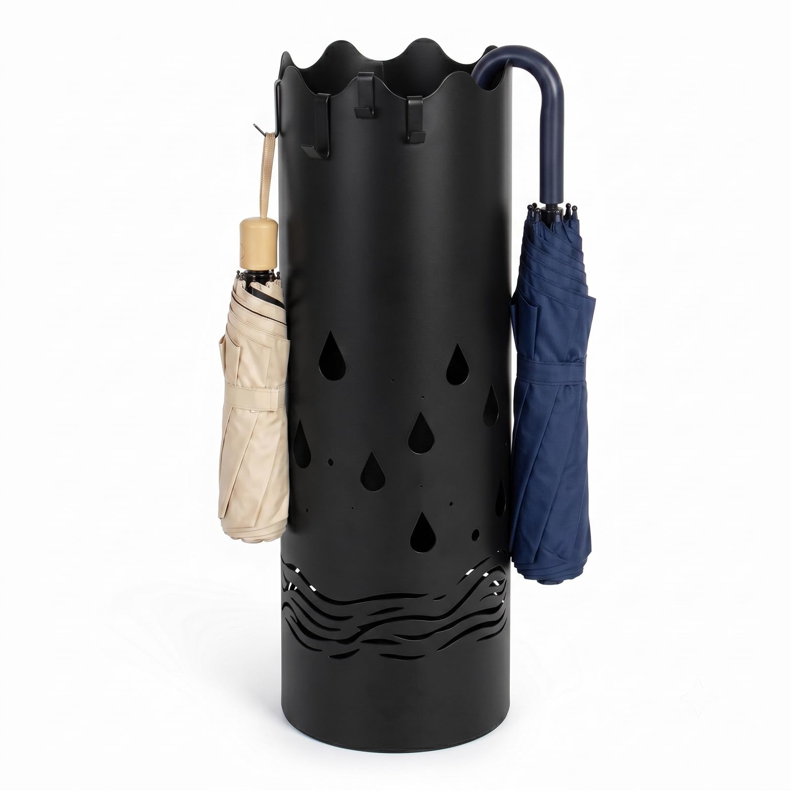 Porte-parapluie métal noir — sol protégé — 2