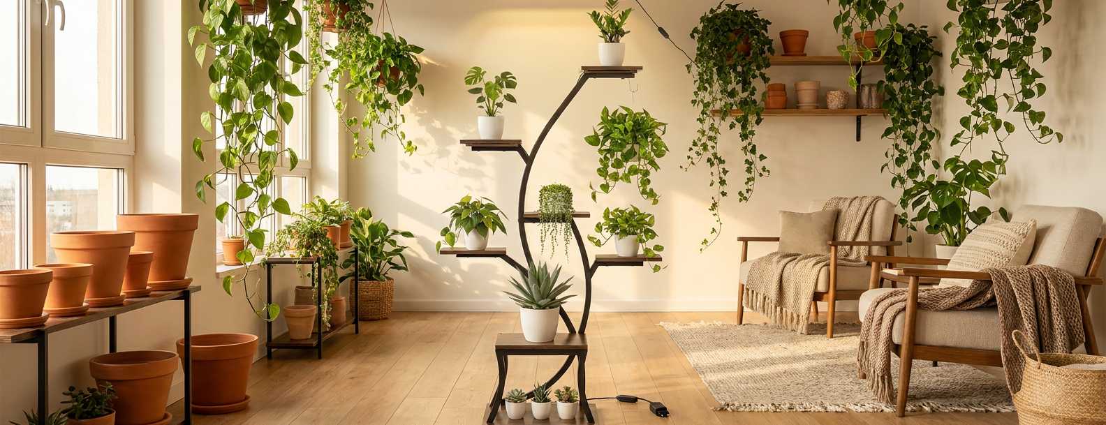 Étagère pour plante — coin vert organisé