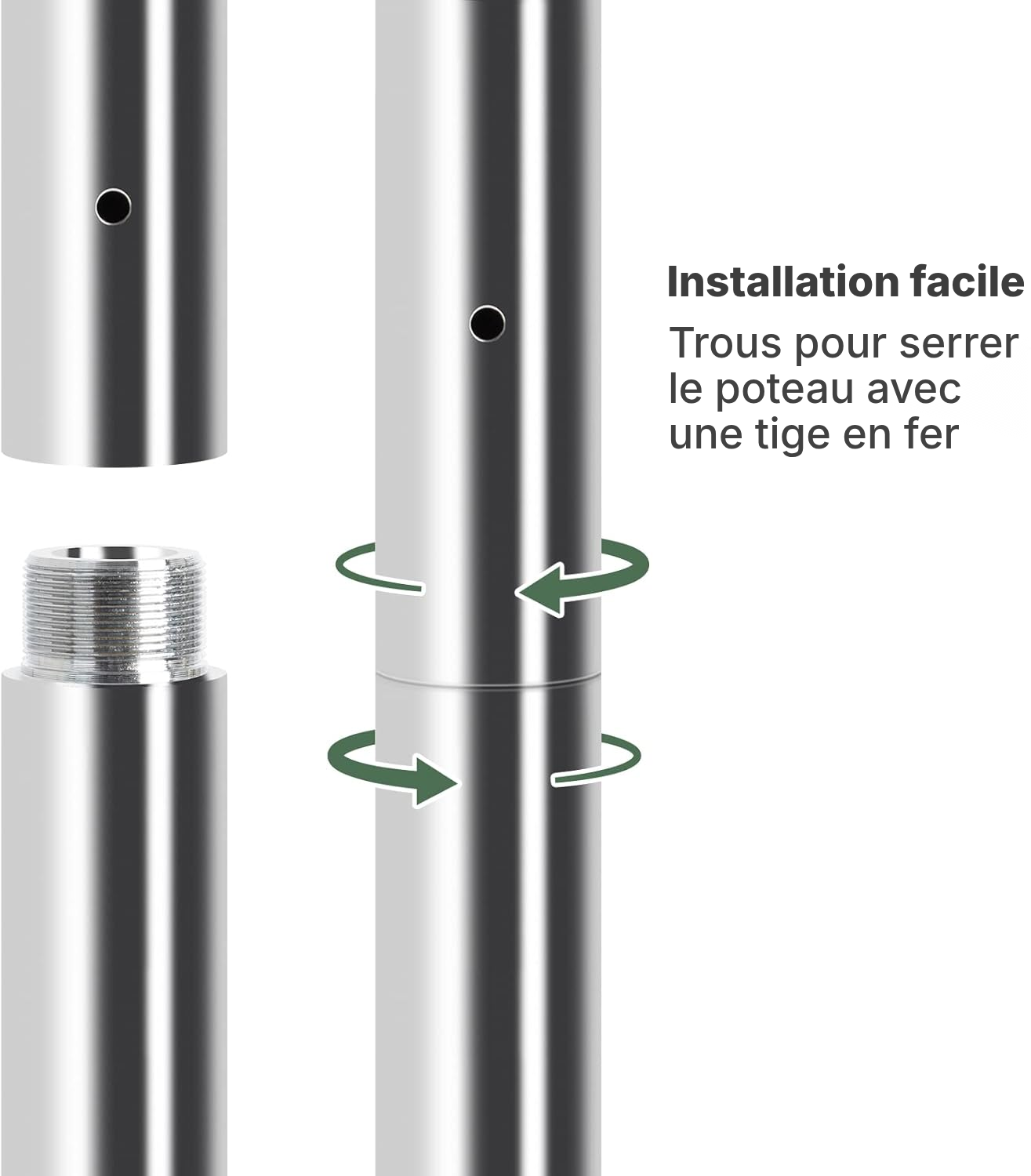 Extension de barre de pole dance chromée, 250 mm, Ø 45 mm — 5