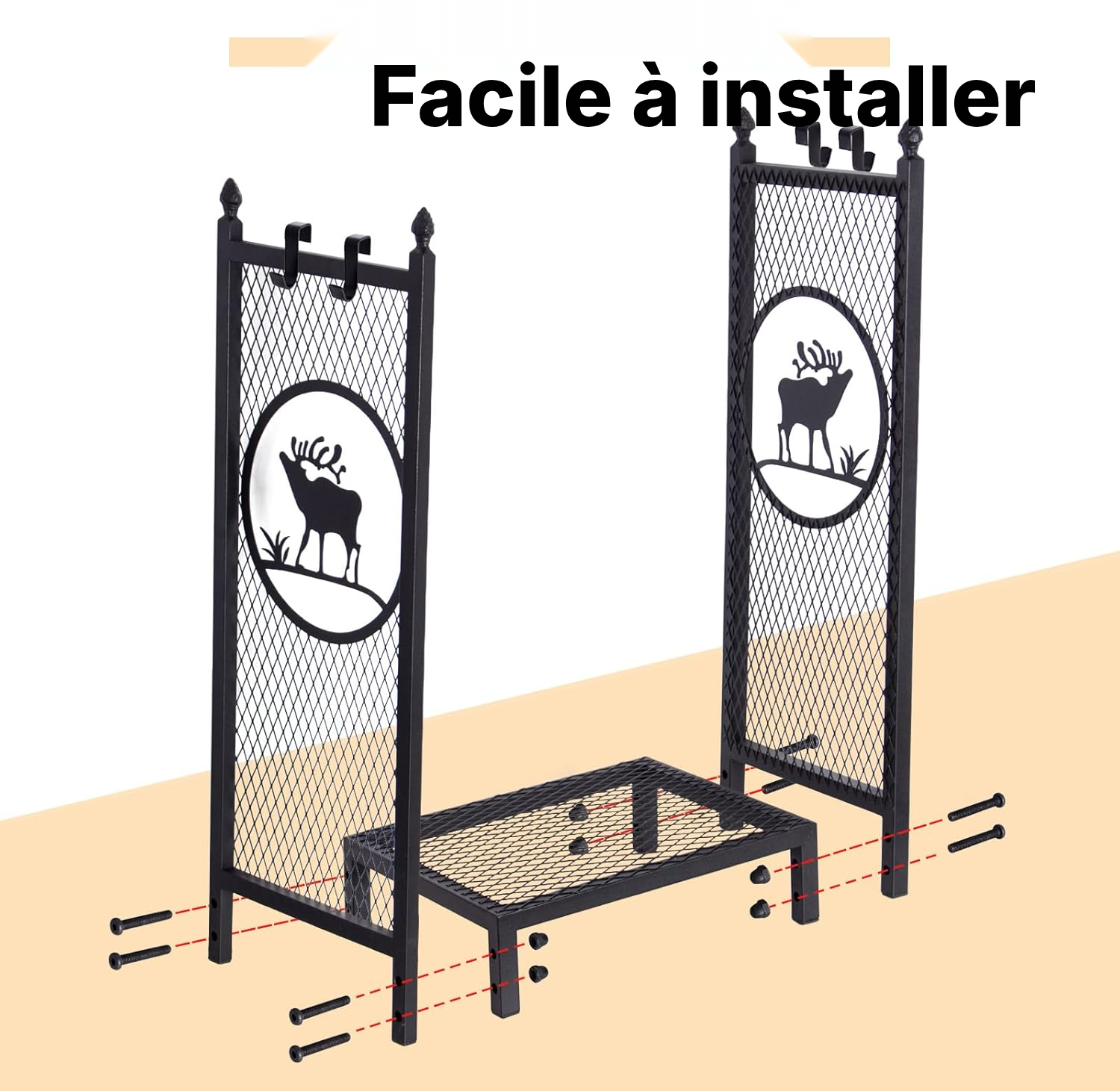 Range-bûche intérieur 80 × 40 × 30 cm — motif élan — 6