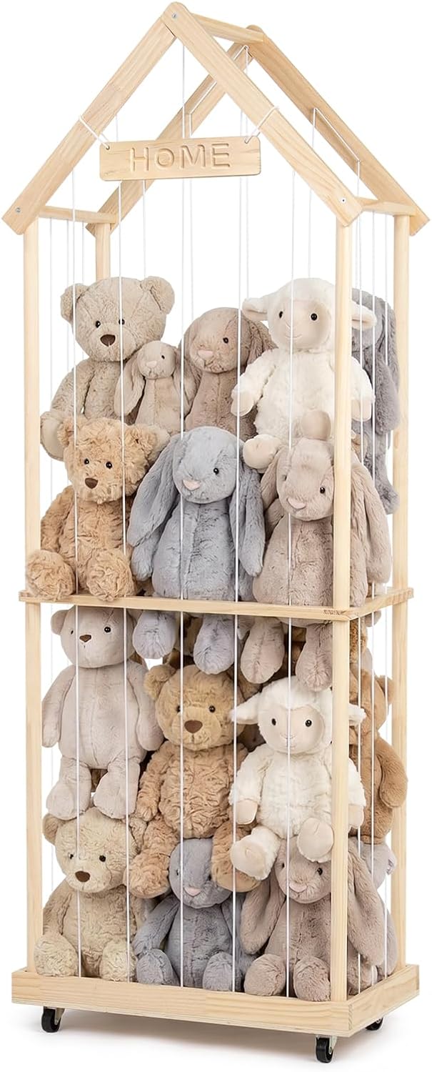 Organisateur peluches bois – 2 niveaux, 164 cm