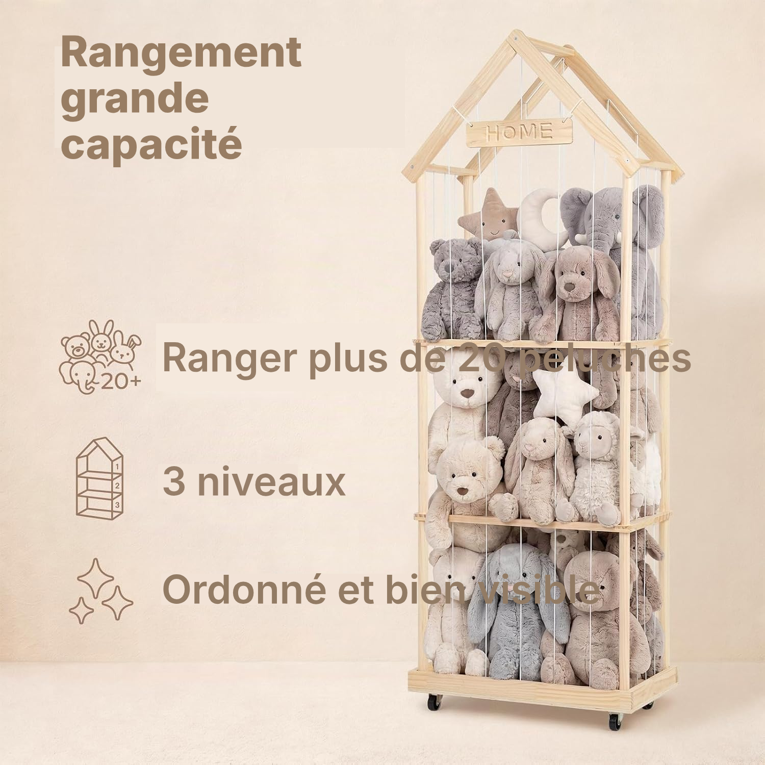 Meuble pour rangement jouet – grand 164 cm, 3 niveaux — 3