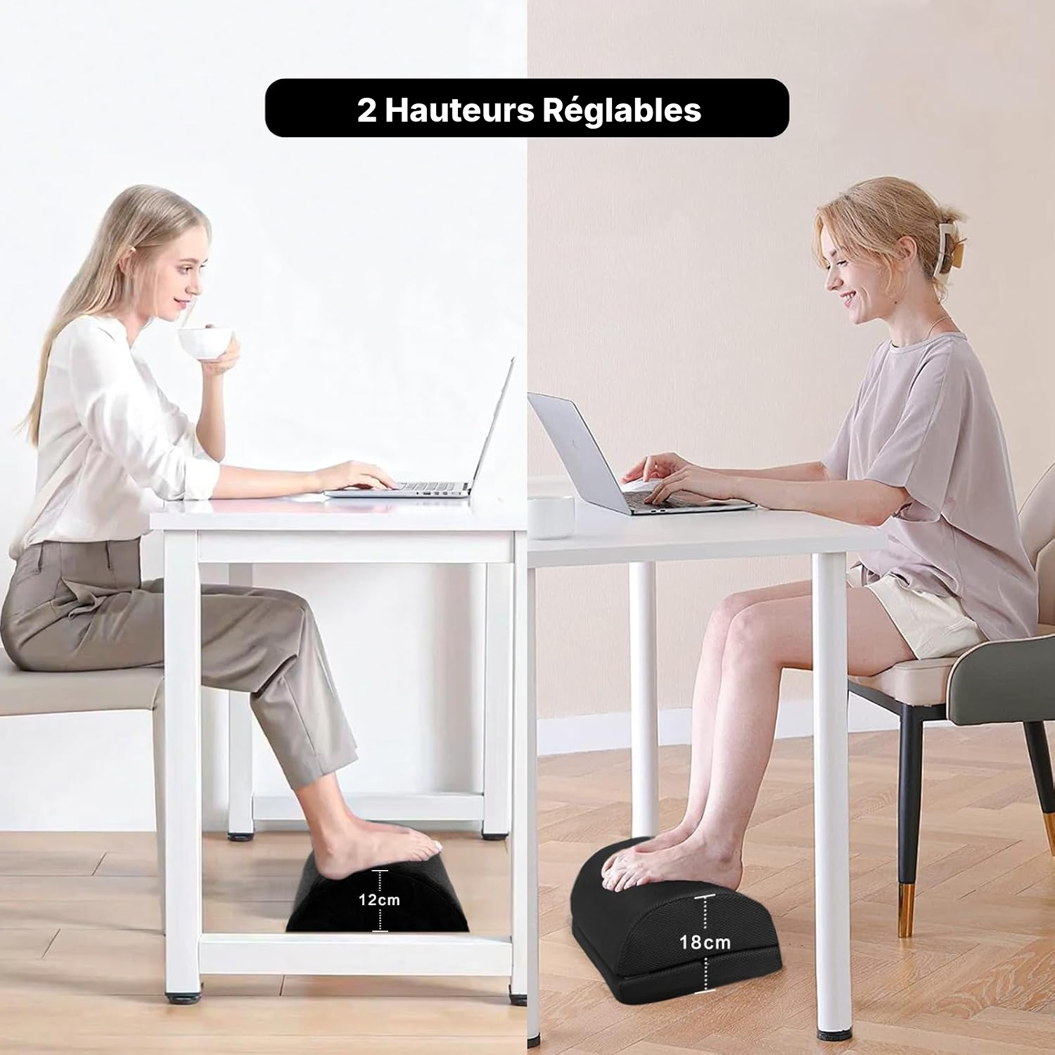 Repose-pieds de bureau ergonomique noir, 35 × 23 × 18 cm — 5
