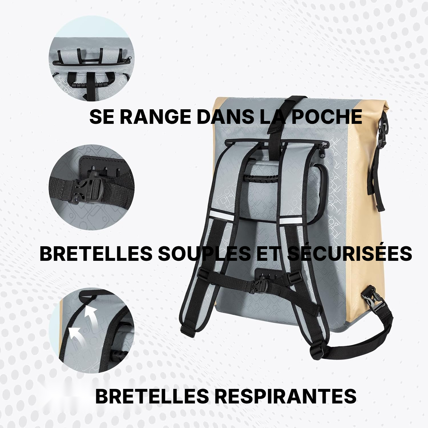 Sacoche à vélo 3-en-1 beige — du vélo à pied — 7