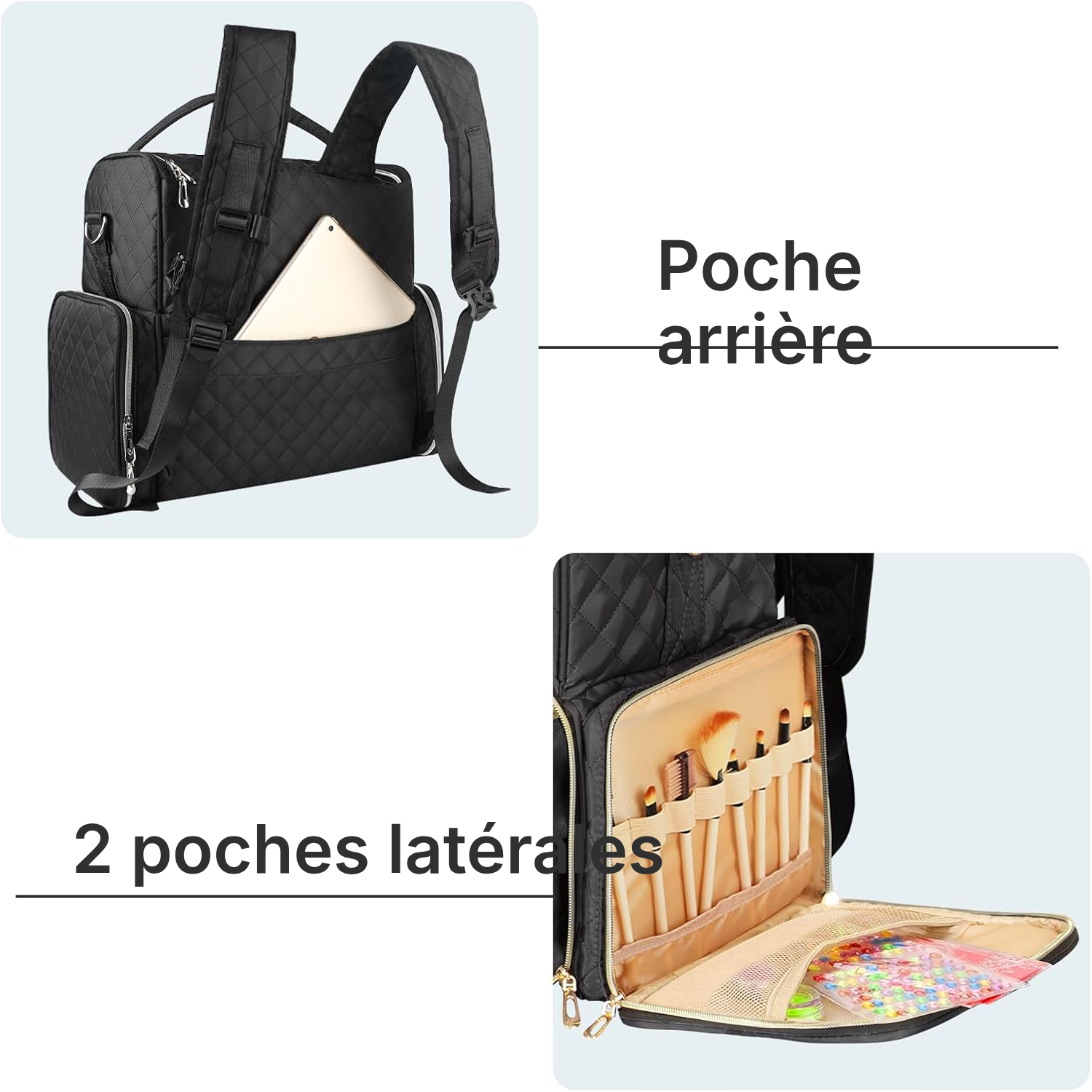 Pochette pour maquillage Noir, vernis rangés — 2