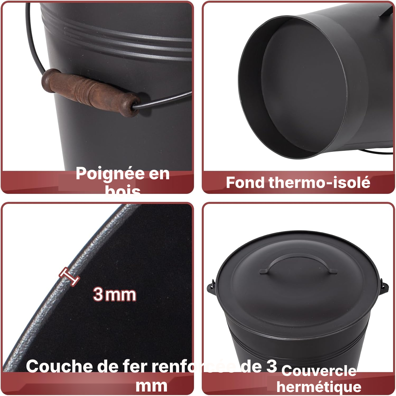 Accessoires pour cheminée: seau à cendres compact — 3