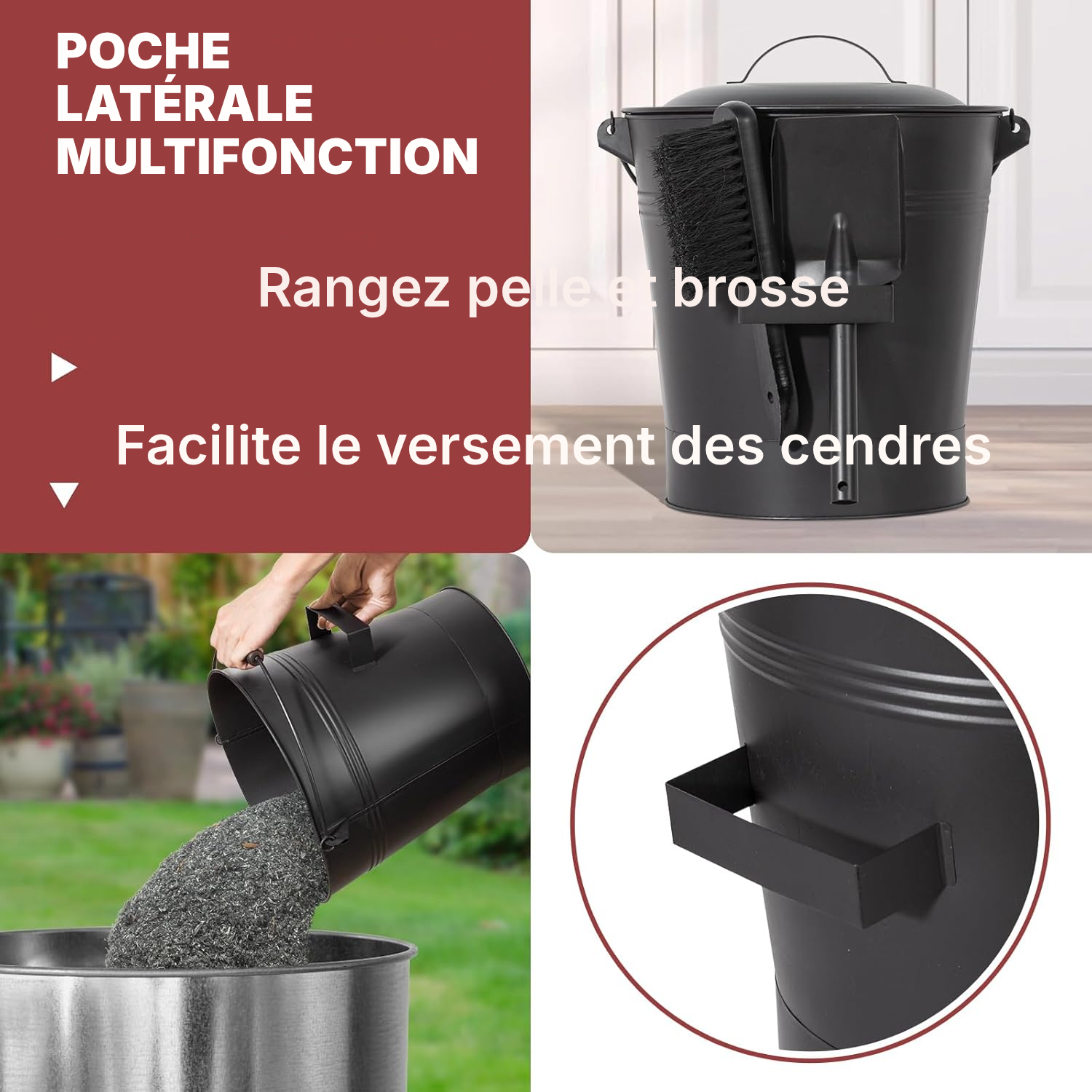 Accessoires pour cheminée: seau à cendres compact — 5
